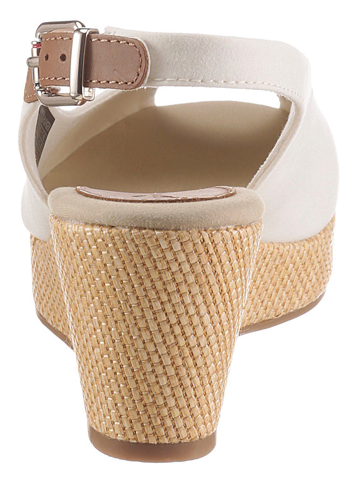 Tommy Hilfiger Sandaaltjes ICONIC ELBA SLING BACK WEDGE zomerschoen, sandaal, sleehak, met jute bekleding