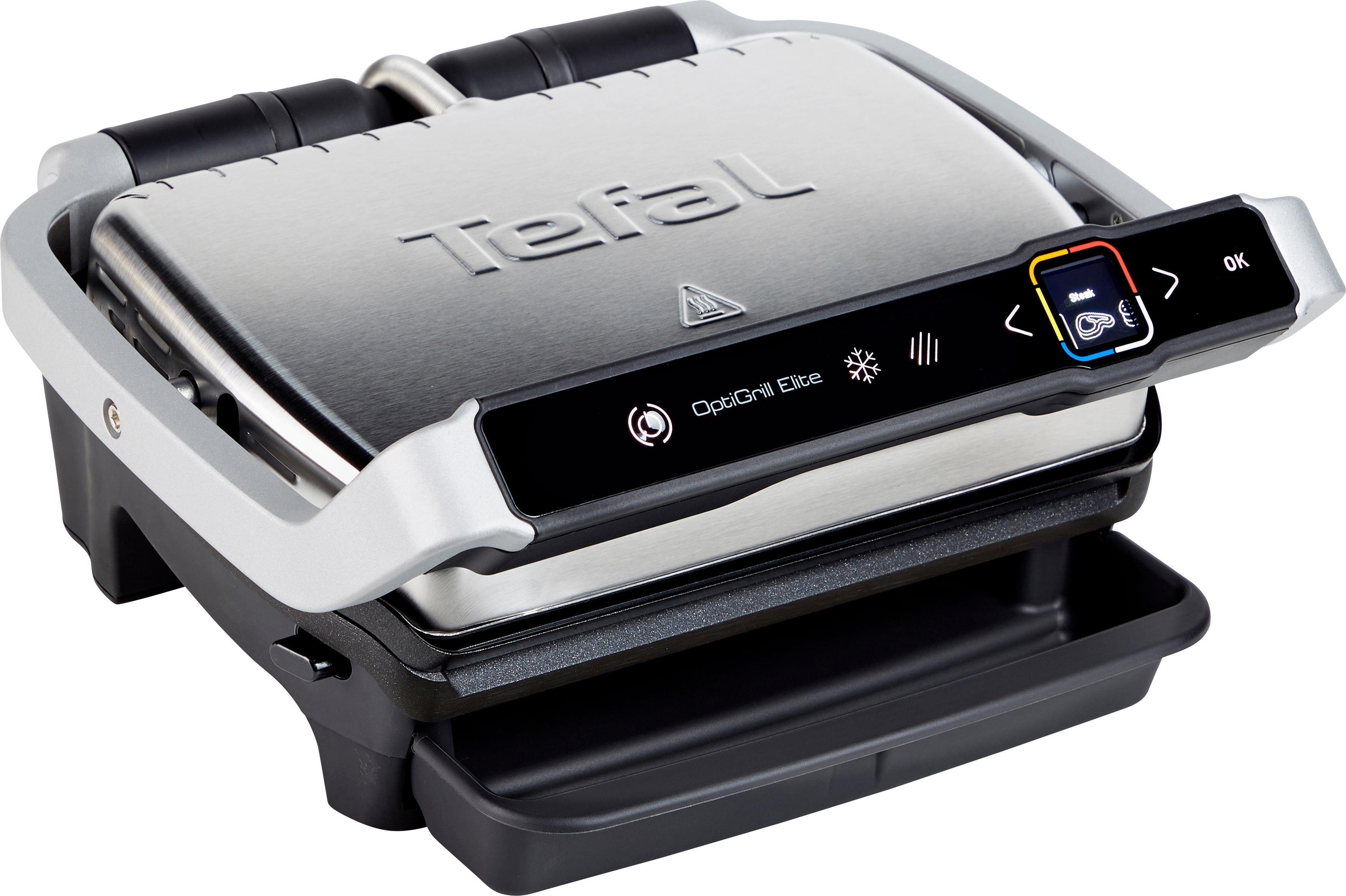 Tefal Contactgrill GC750D OptiGrill Elite 12 programma’s, intuïtieve sensor, grillboost-functie, receptenboek app