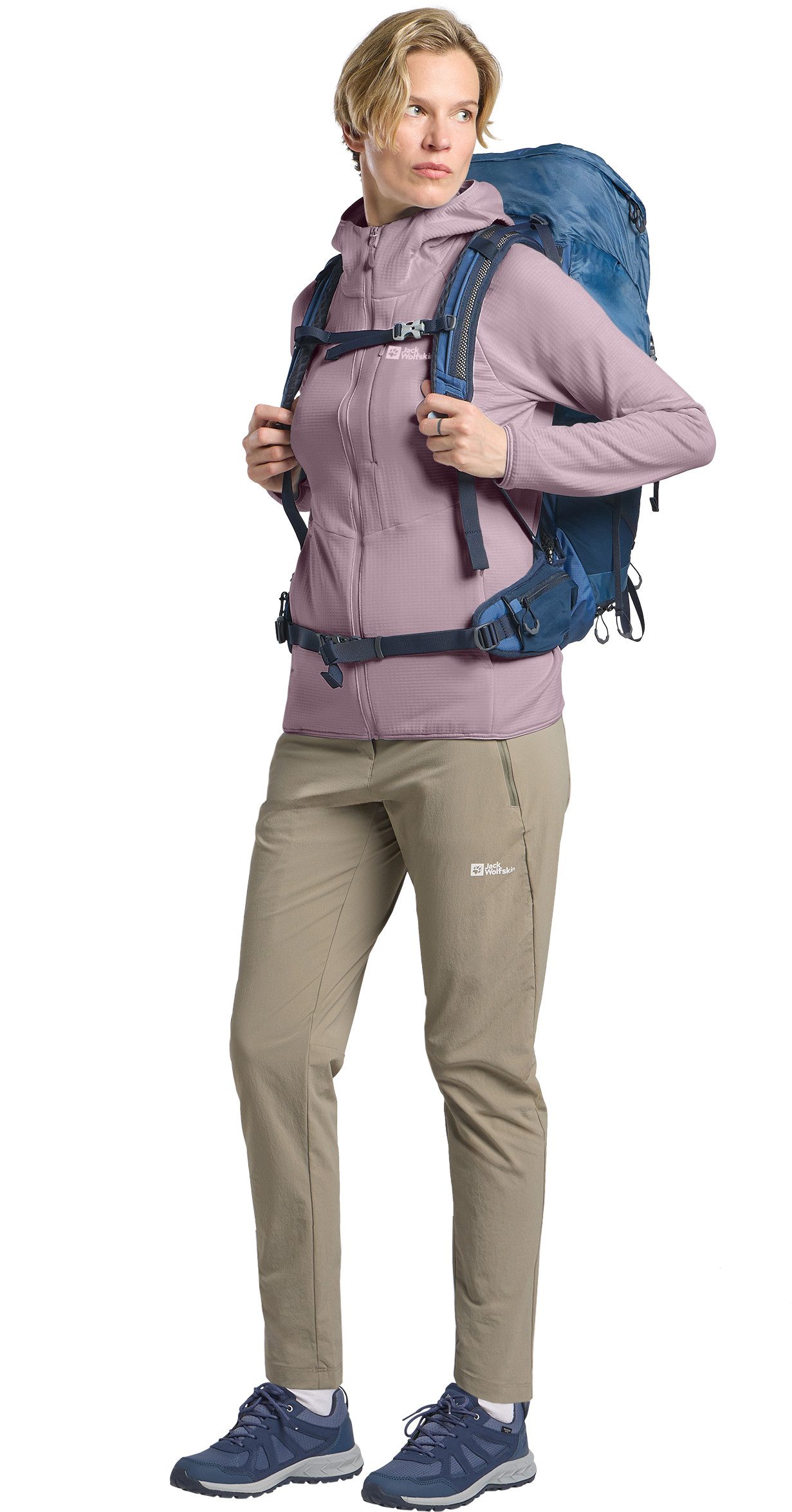 Jack Wolfskin Fleecejack met capuchon KOLBENBERG HOODED FZ W Gaasfleece, overgangsjas, ademend