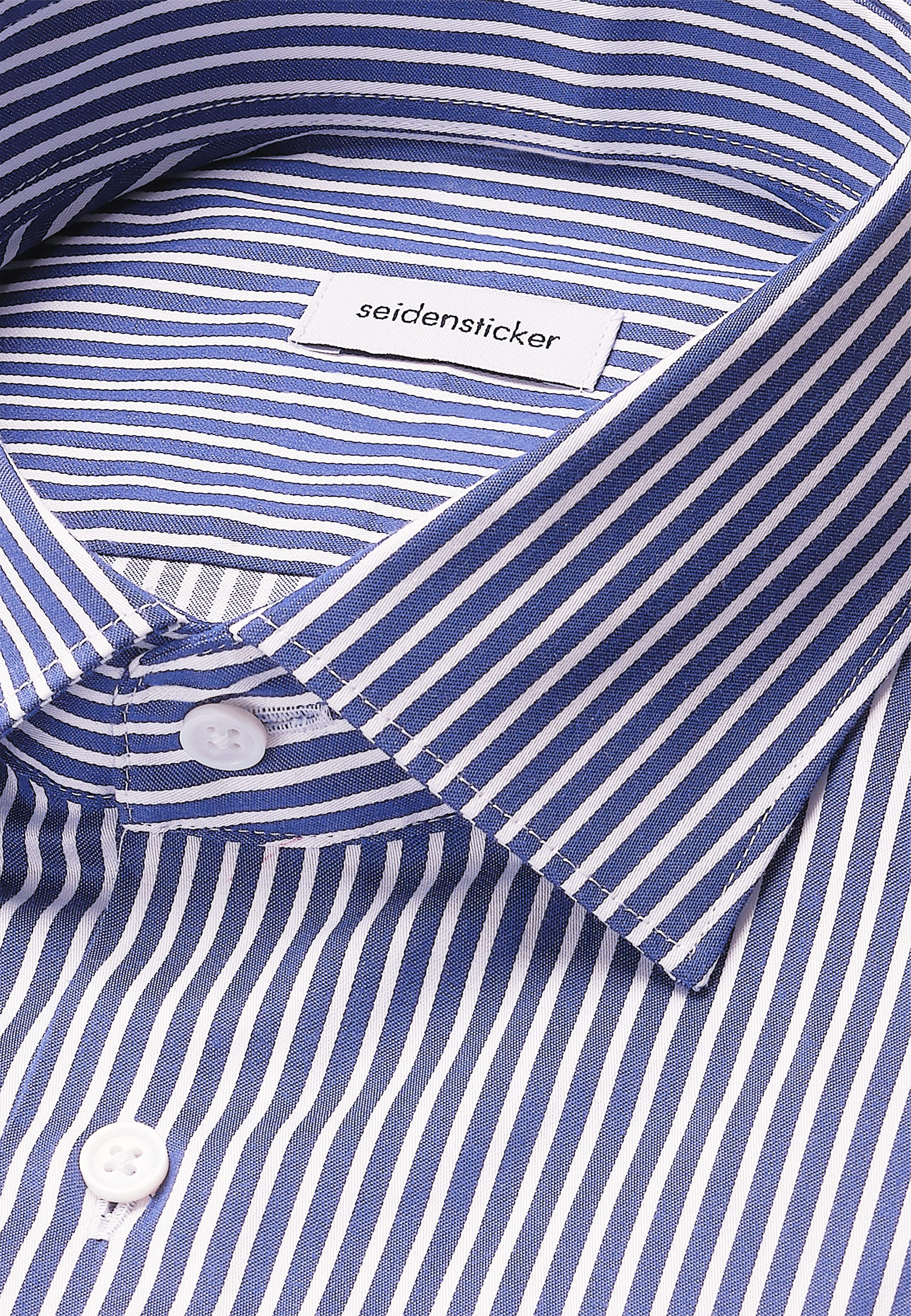 seidensticker Businessoverhemd Zwarte roos Slim 1/1 Kent kraag gestreept