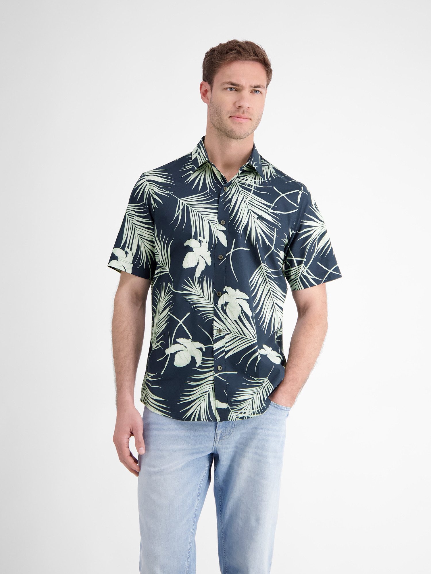 Lerros Overhemd met korte mouwen LERROS kortarmig heren overhemd, Hawaiian-stijl
