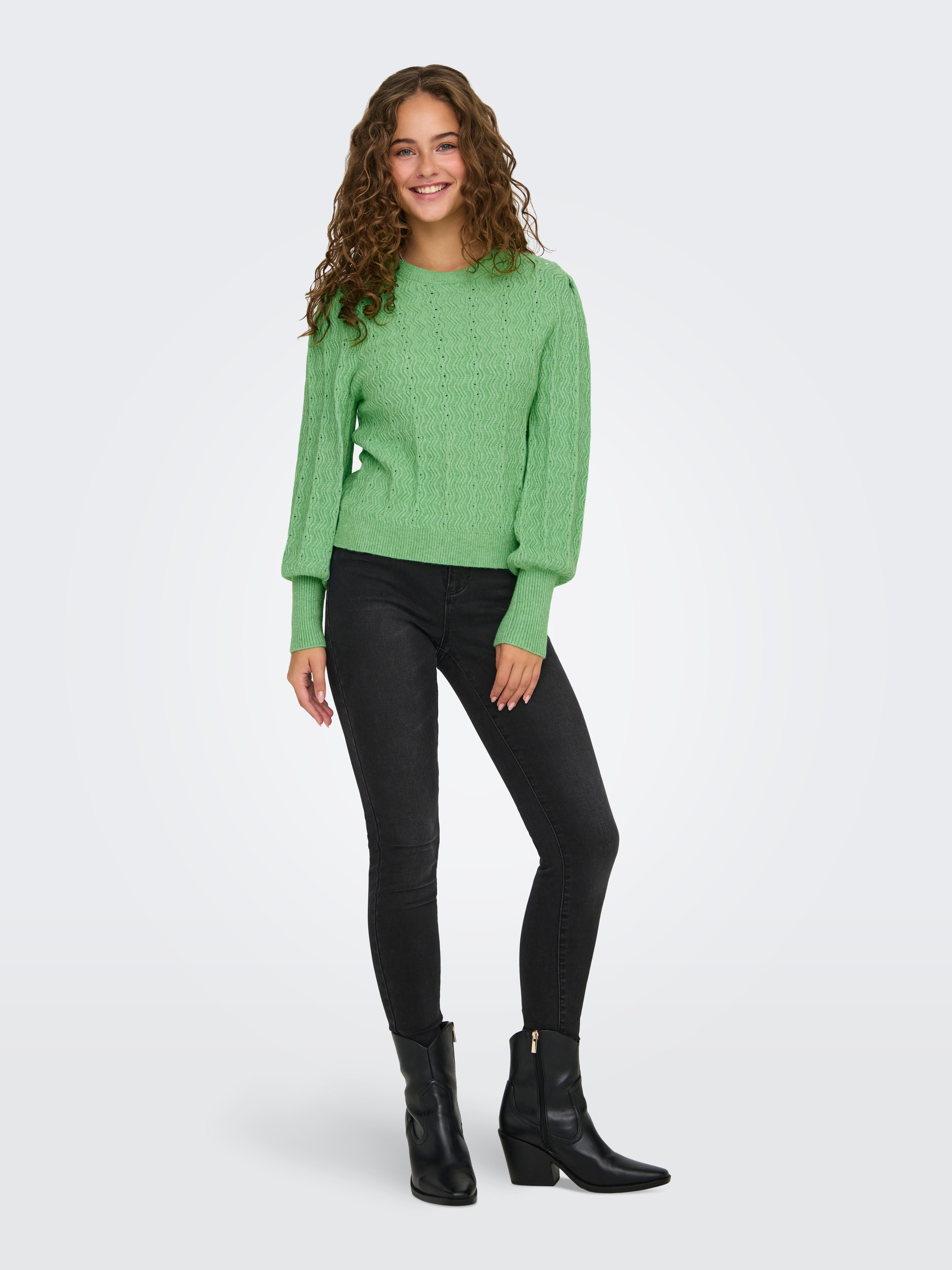 Only Trui met ronde hals ONLKATIA LS STRUC PUFF ONECK CC KNT