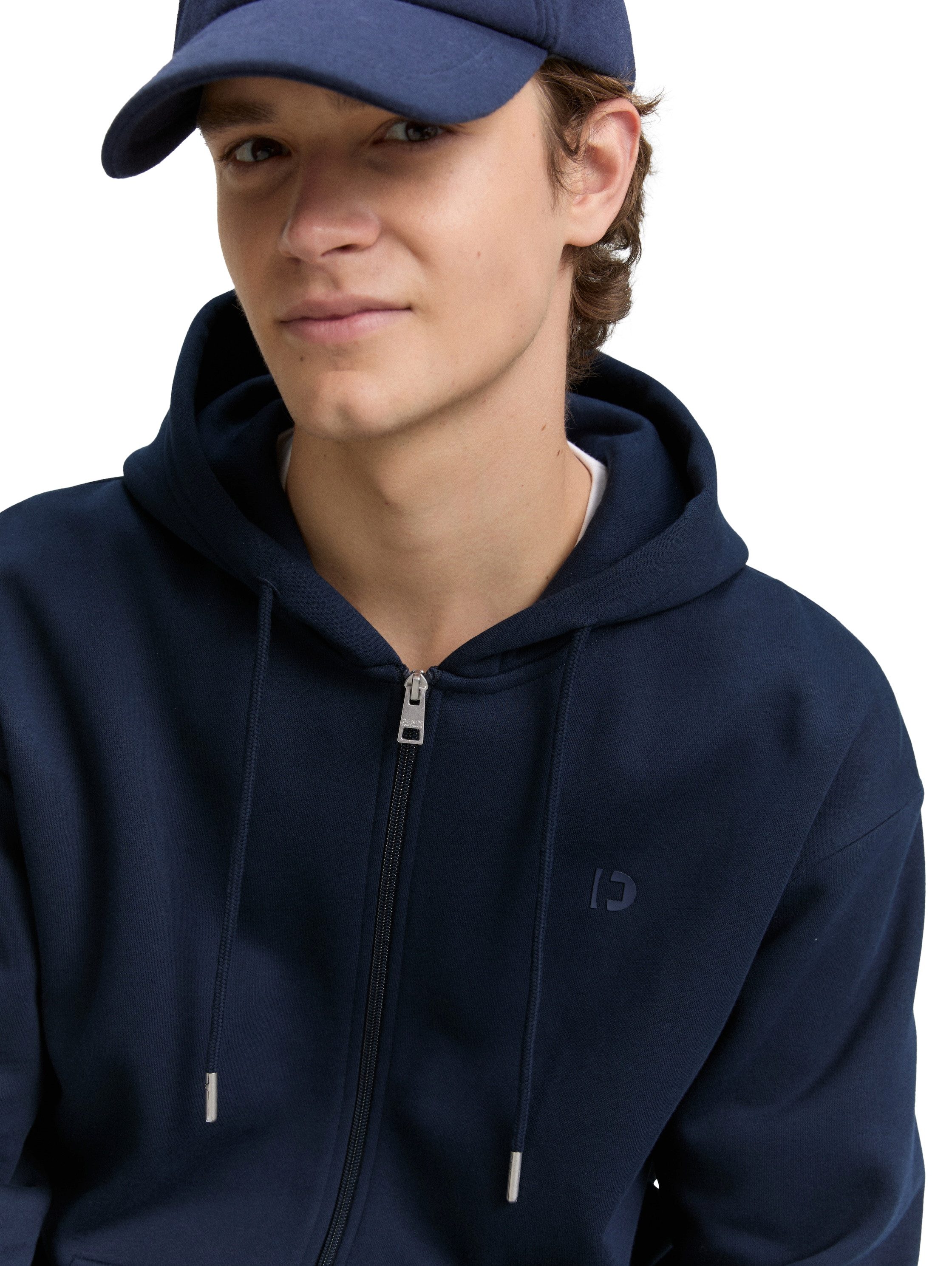 Tom Tailor Denim Capuchonsweatvest met geborduurd logo