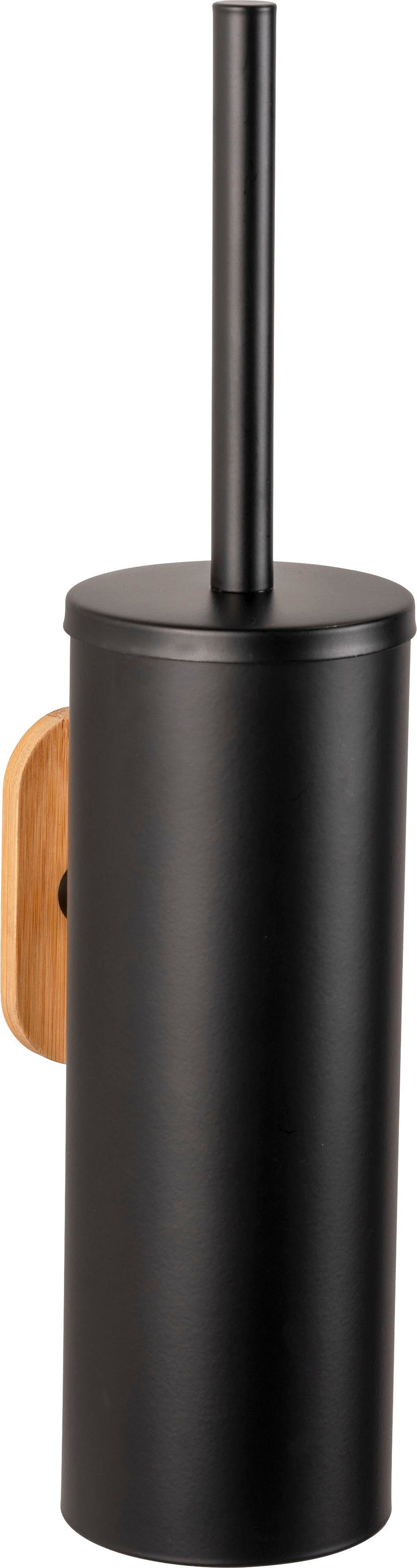 WENKO Toiletset Turbo-Loc Orea bamboe, met uitneembaar binnenreservoir, met turbo-loc bevestiging wc-accessoires zwart
