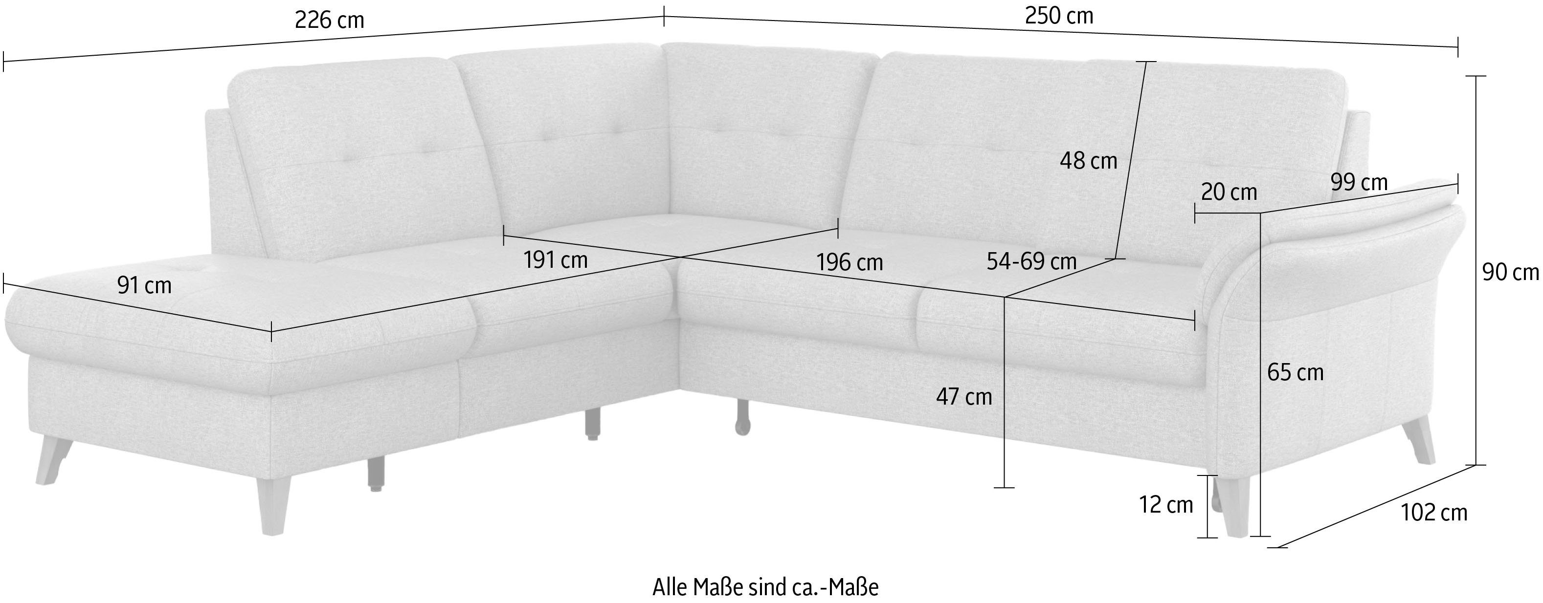 sit&more Hoekbank Göteborg inclusief zitdiepteverstelling, optioneel met bedfunctie & bedlade