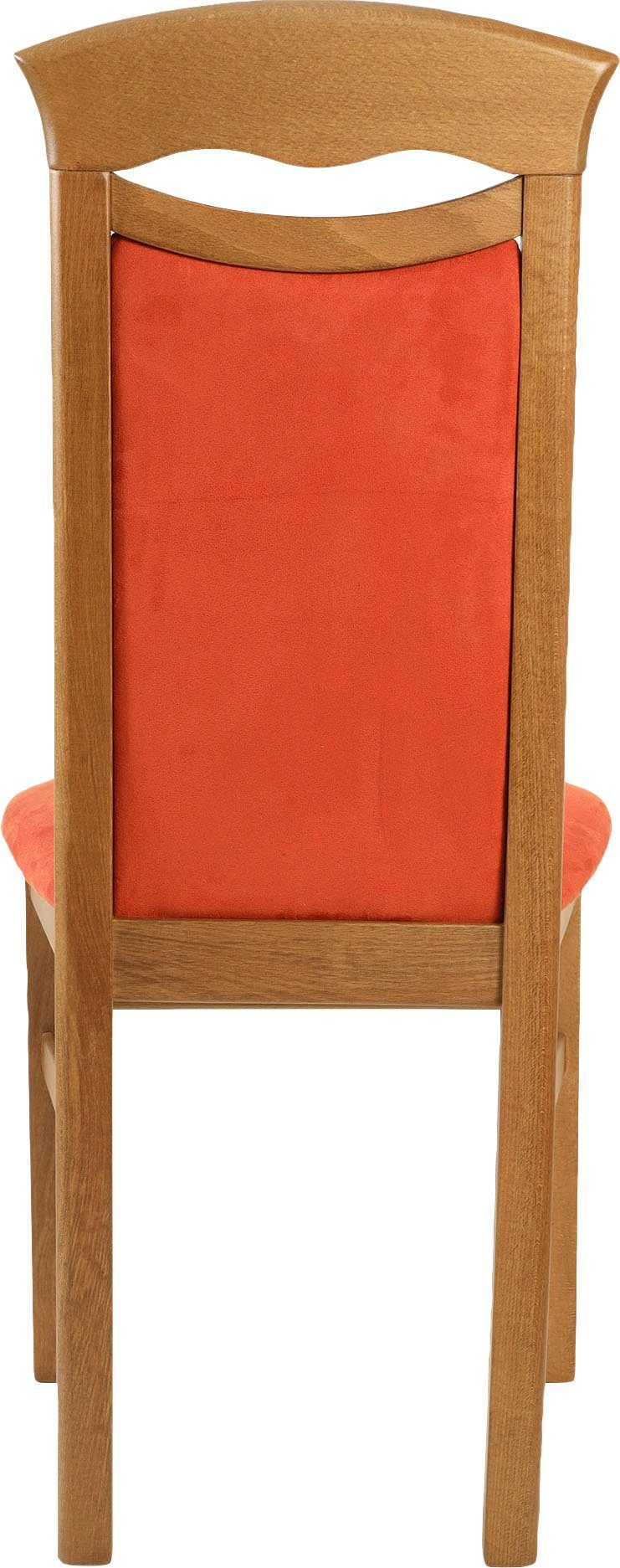 Home affaire Eetkamerstoel Franz slijtvast microvezel, onderstel beuken naturel of wit, houten stoel (set, 2 stuks)