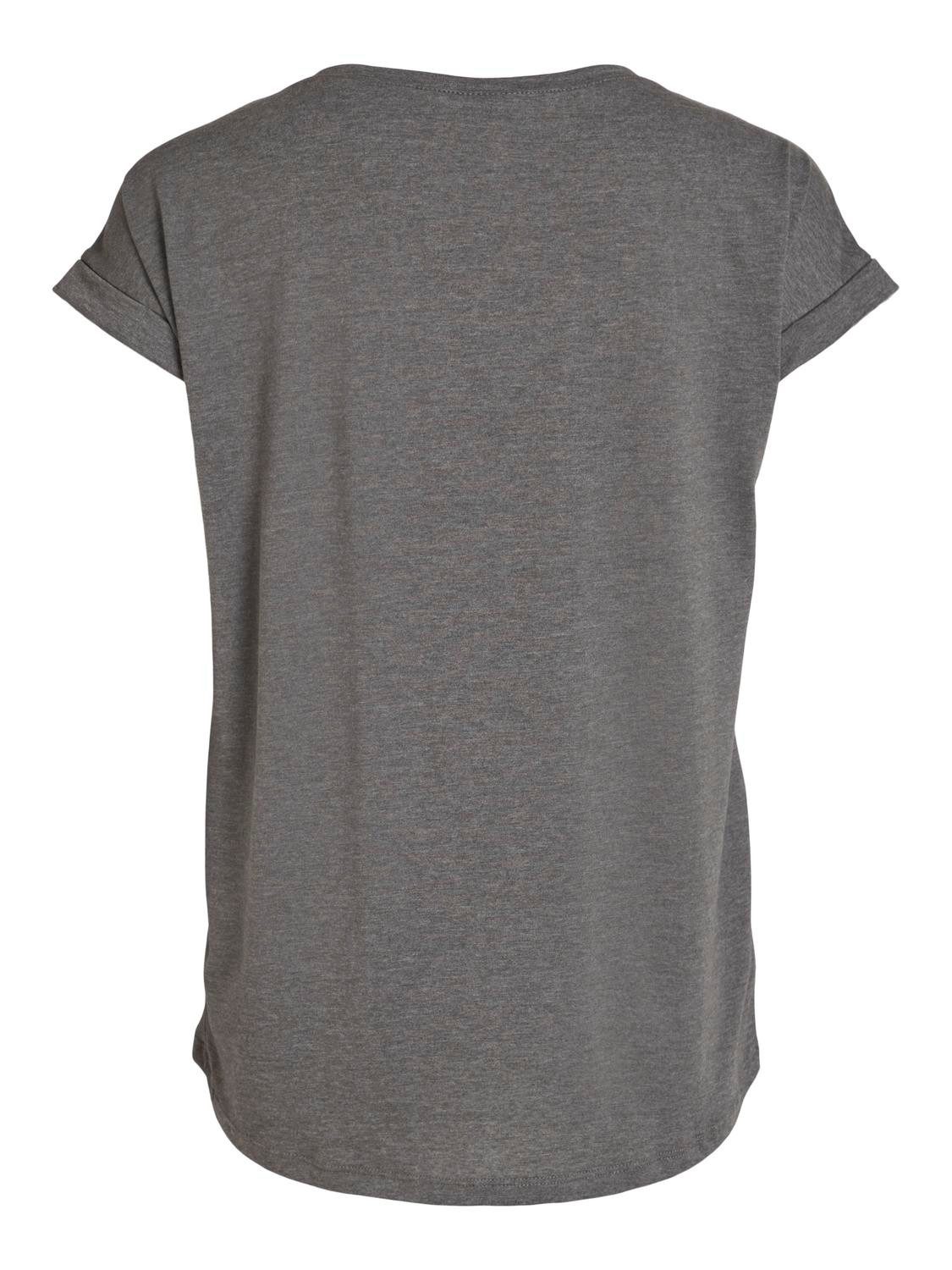 Vila Shirt met ronde hals VIDREAMERS NEW PURE T-SHIRT/SU-NOOS Basic dames T-shirt met ronde hals en omgeslagen mouwen