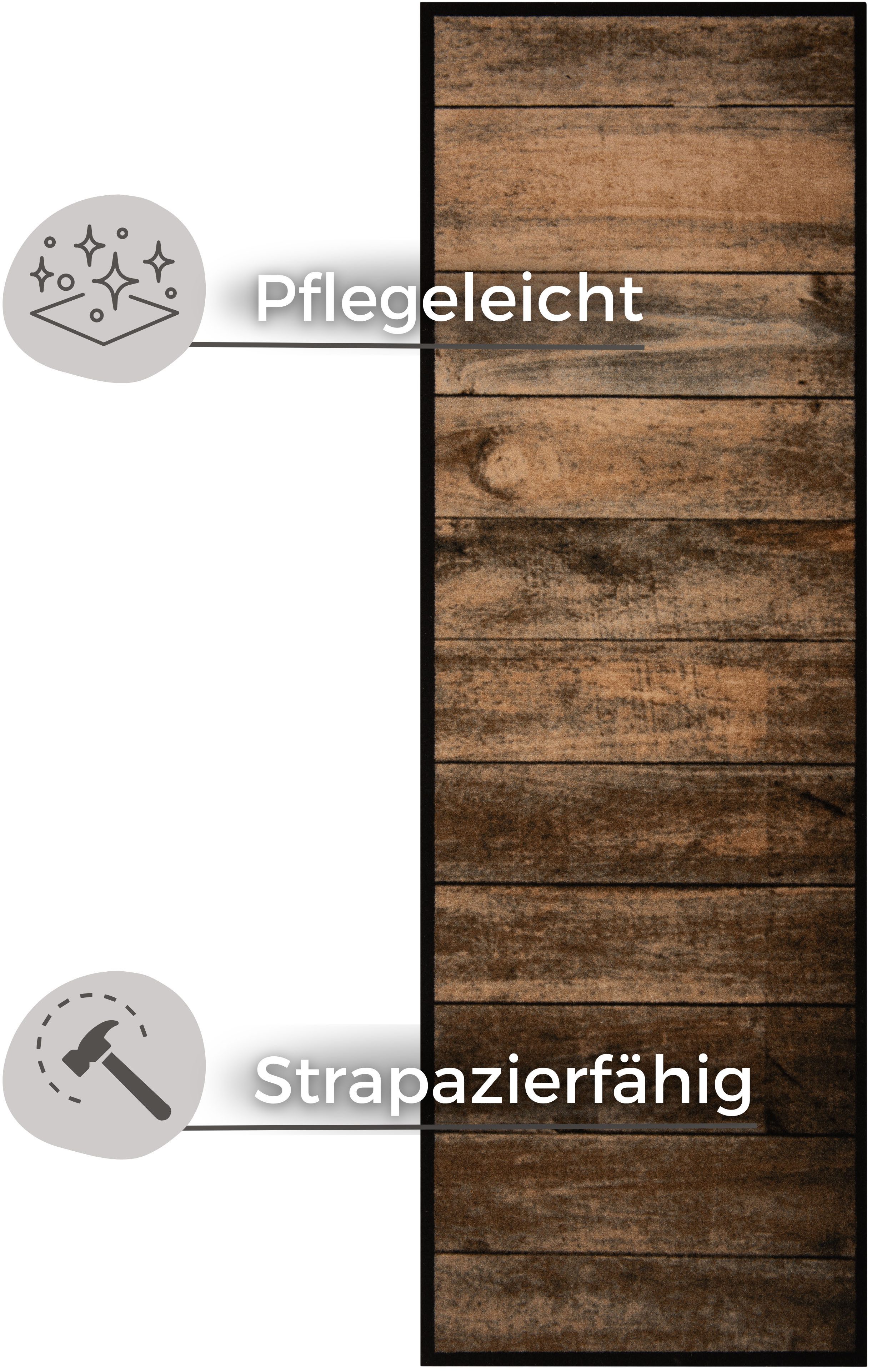 HANSE Home Keukenloper Wood Loper, antislip, keukenkleed, keuken, vloerkleed, gemakkelijk in onderhoud, hal