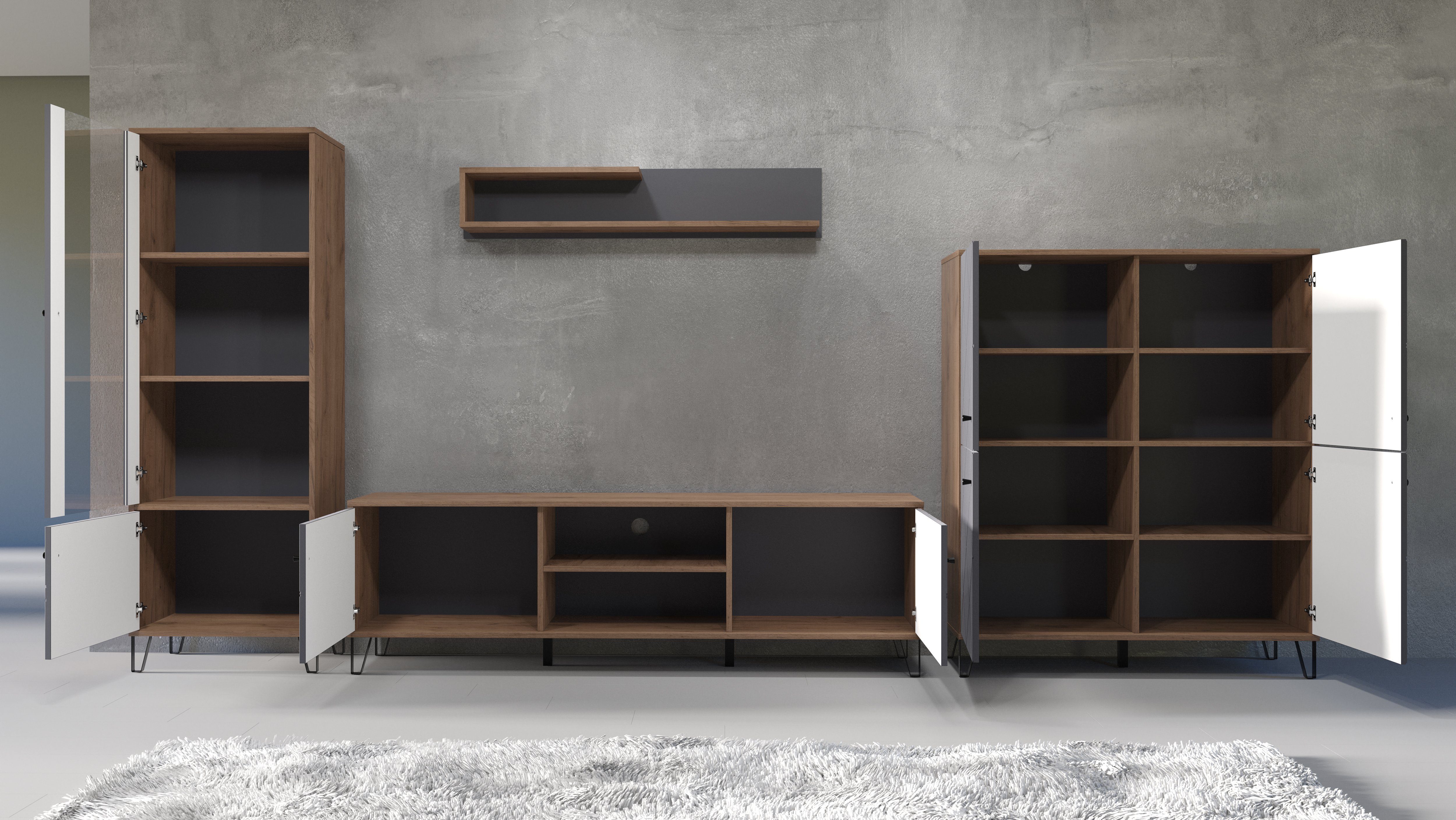 Places of Style Tv-meubel MOLVENO Commode, met gestructureerde fronten, Soft-Close, B 183 cm (1 stuk)