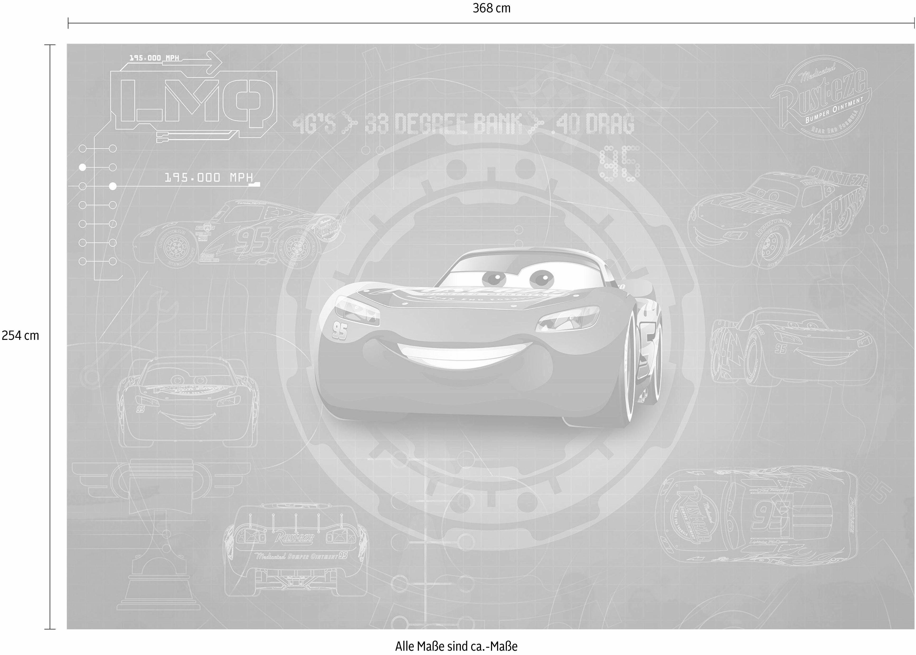 Komar Fotobehang Cars3 Blueprint - Afmeting 368 x 254 cm (set)