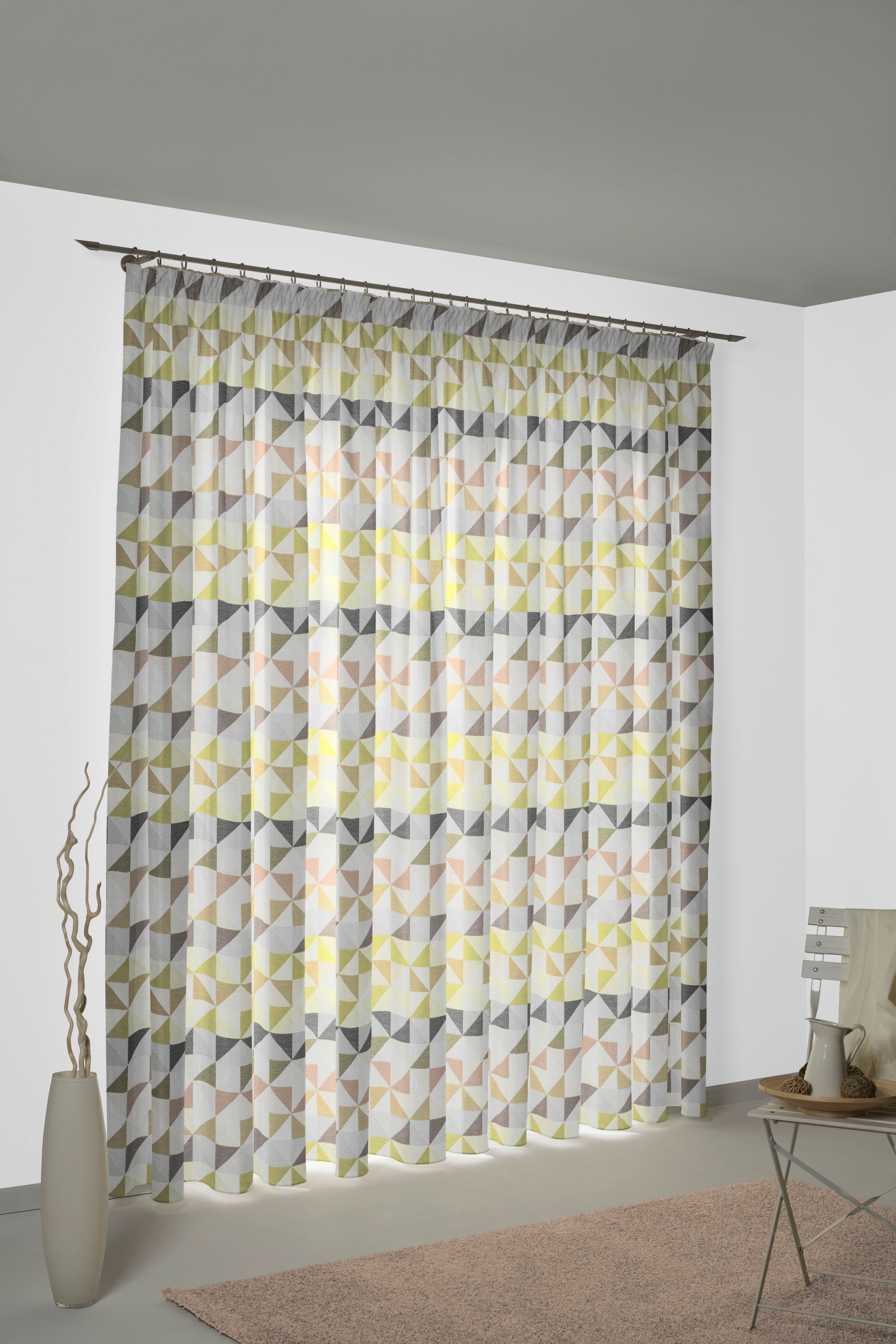 Wirth Gordijn BERLARE (1 stuk) kant & klaar gordijnen maat 132 cm x 175 cm groen