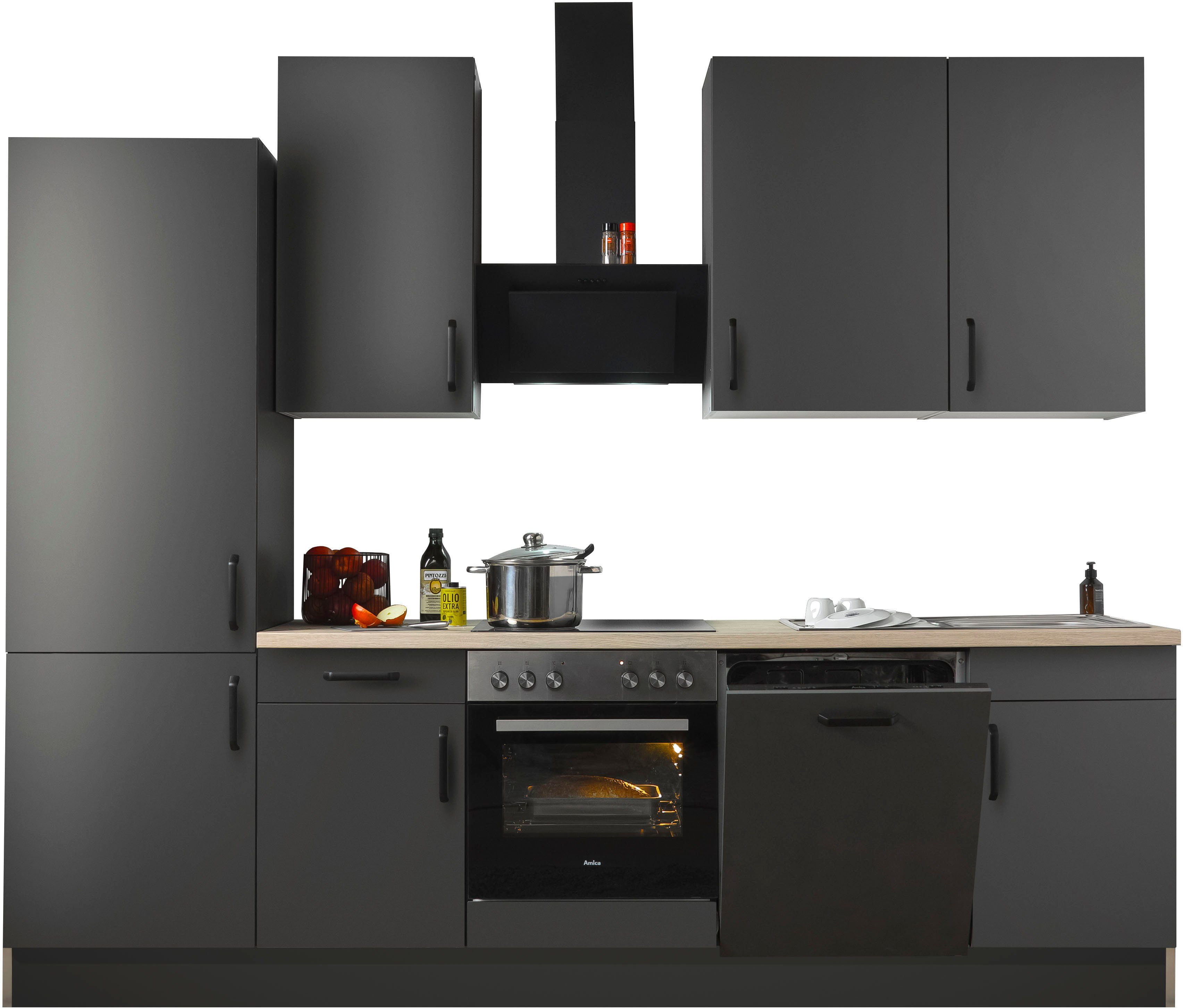 wiho Küchen Keukenblok "Simi", met verstelbare voeten, breedte 280 cm, keuze met elektrische apparaten, soft-close functie in lades & uittrekken