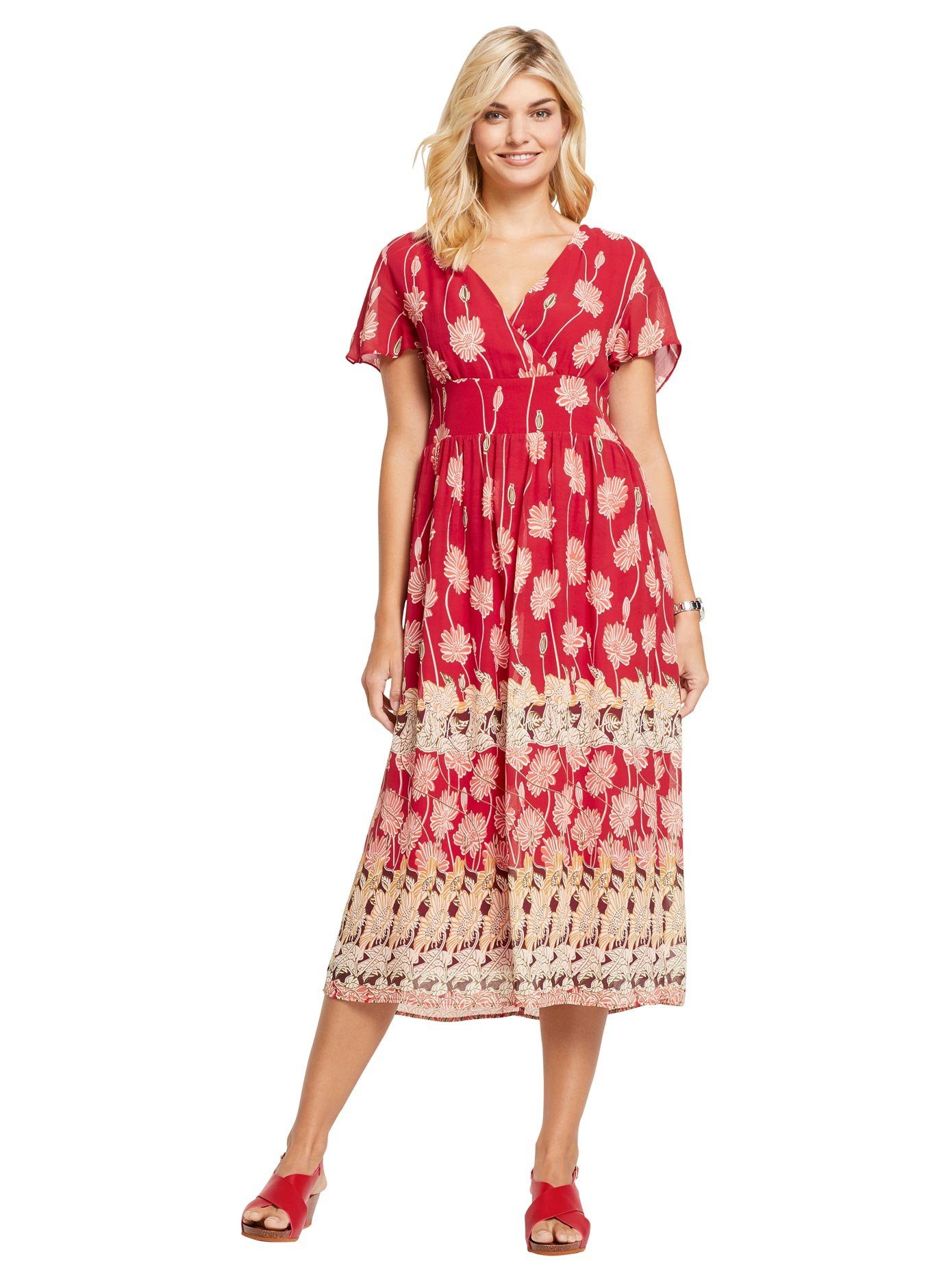 linea tesini by heine gedessineerde jurk rood