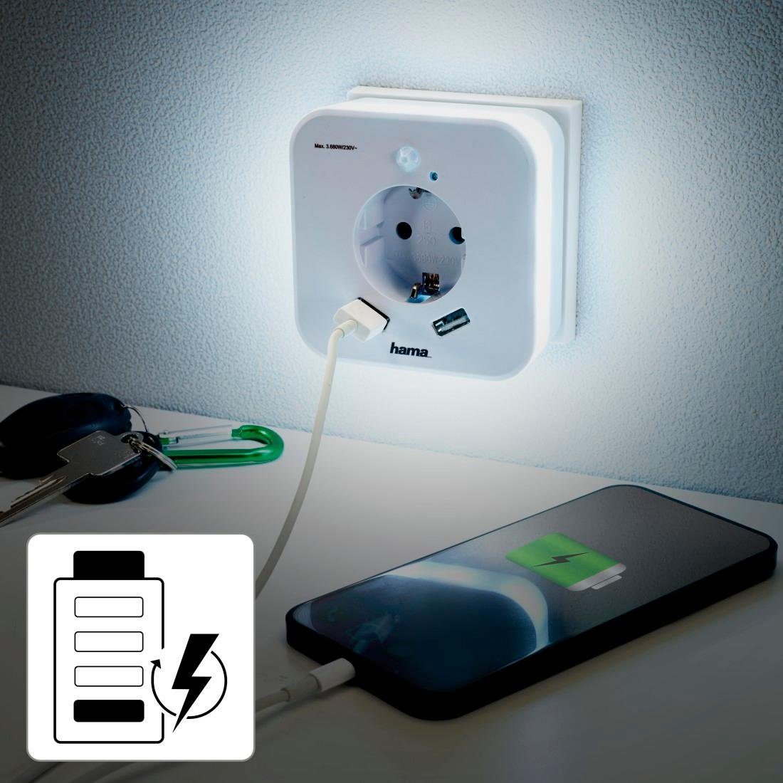 Hama Led-nachtlampje Nachtlicht stopcontact en USB 2.4A, 2 uitgangen, helderheidssensor bestellen | OTTO
