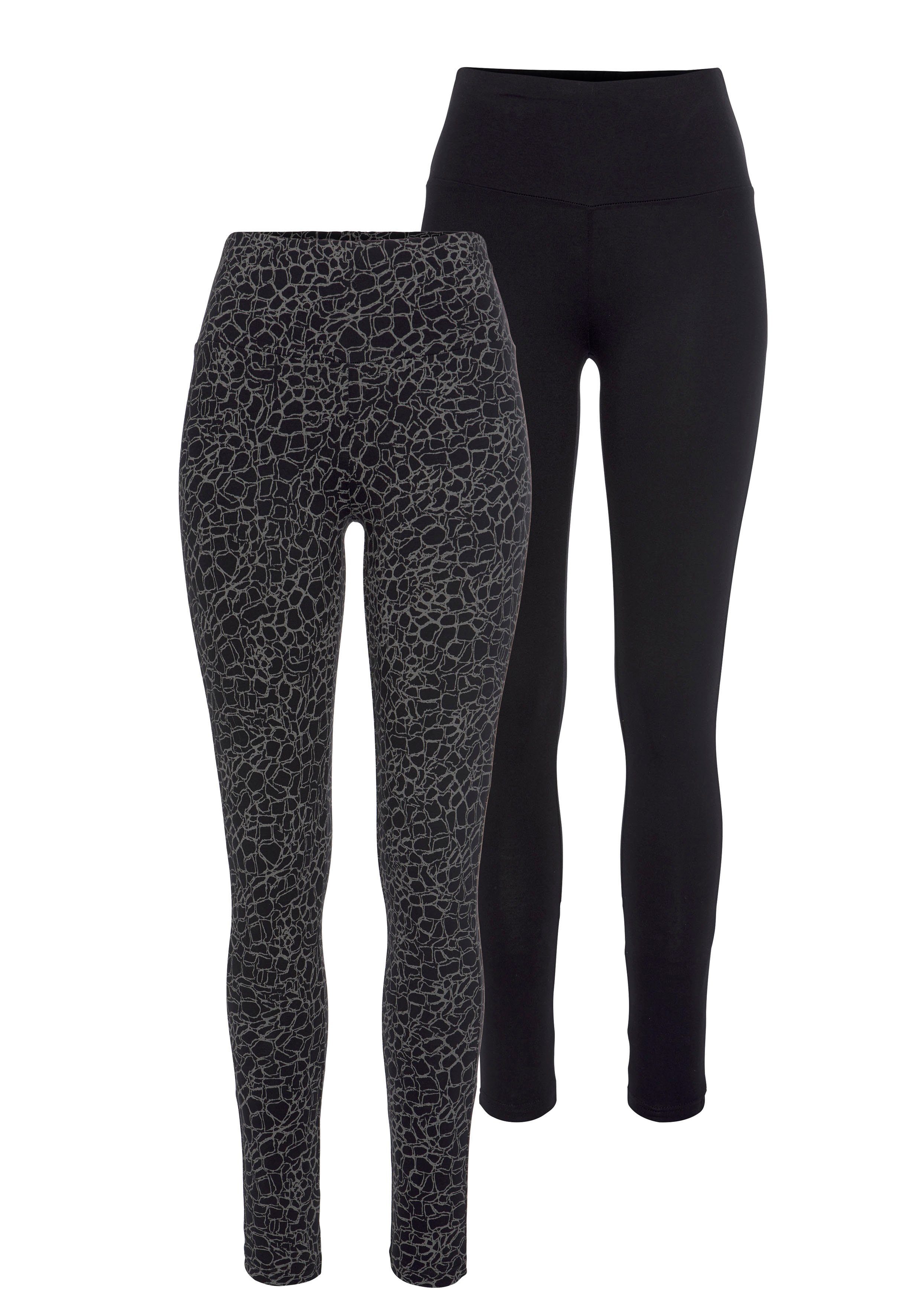 H.I.S Legging in gedessineerd en uni (Set van 2)