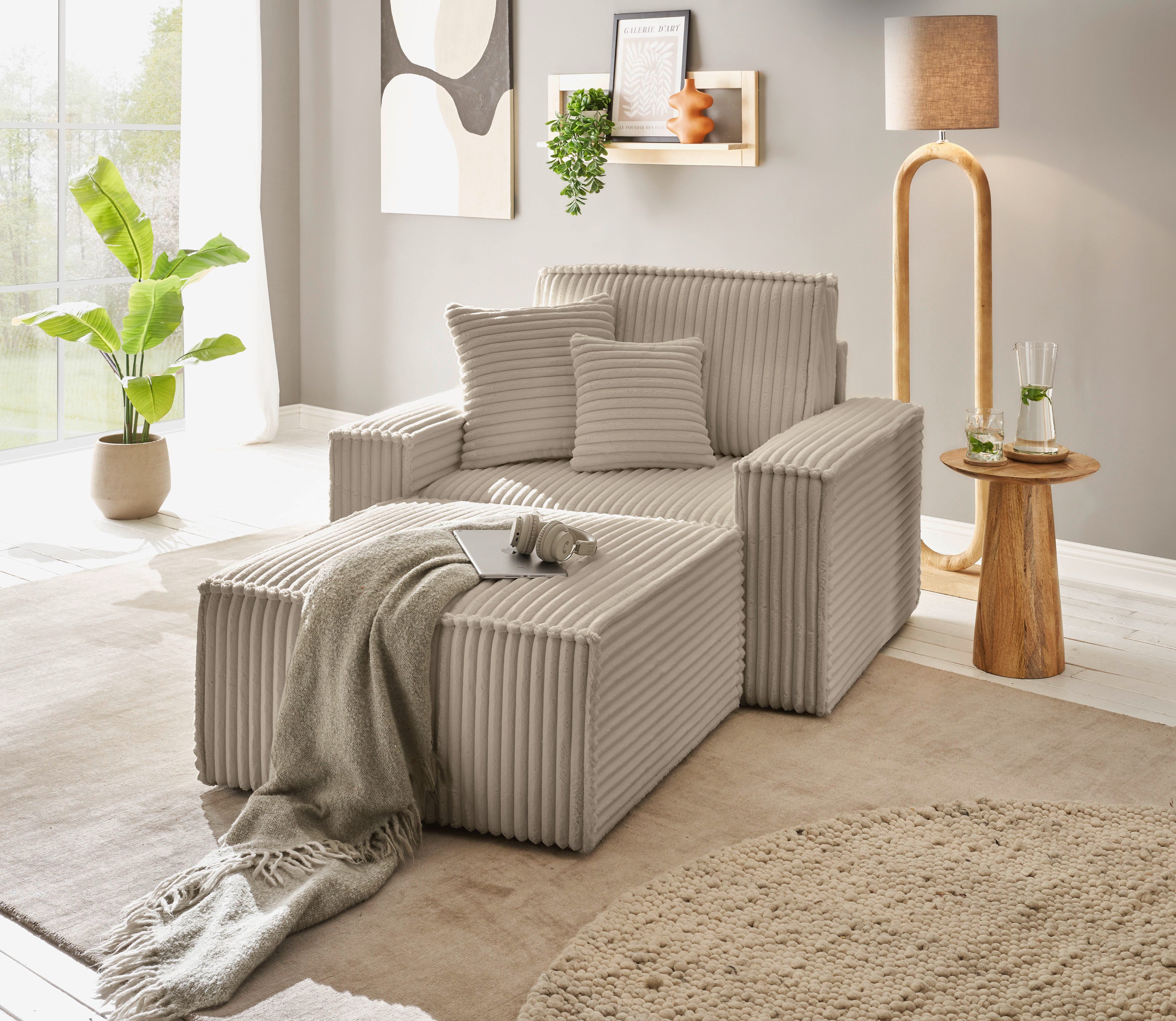 andas Loveseat Finnley Loveseat en hocker als set, passend bij de bekleding-serie Finnley (2-delig)