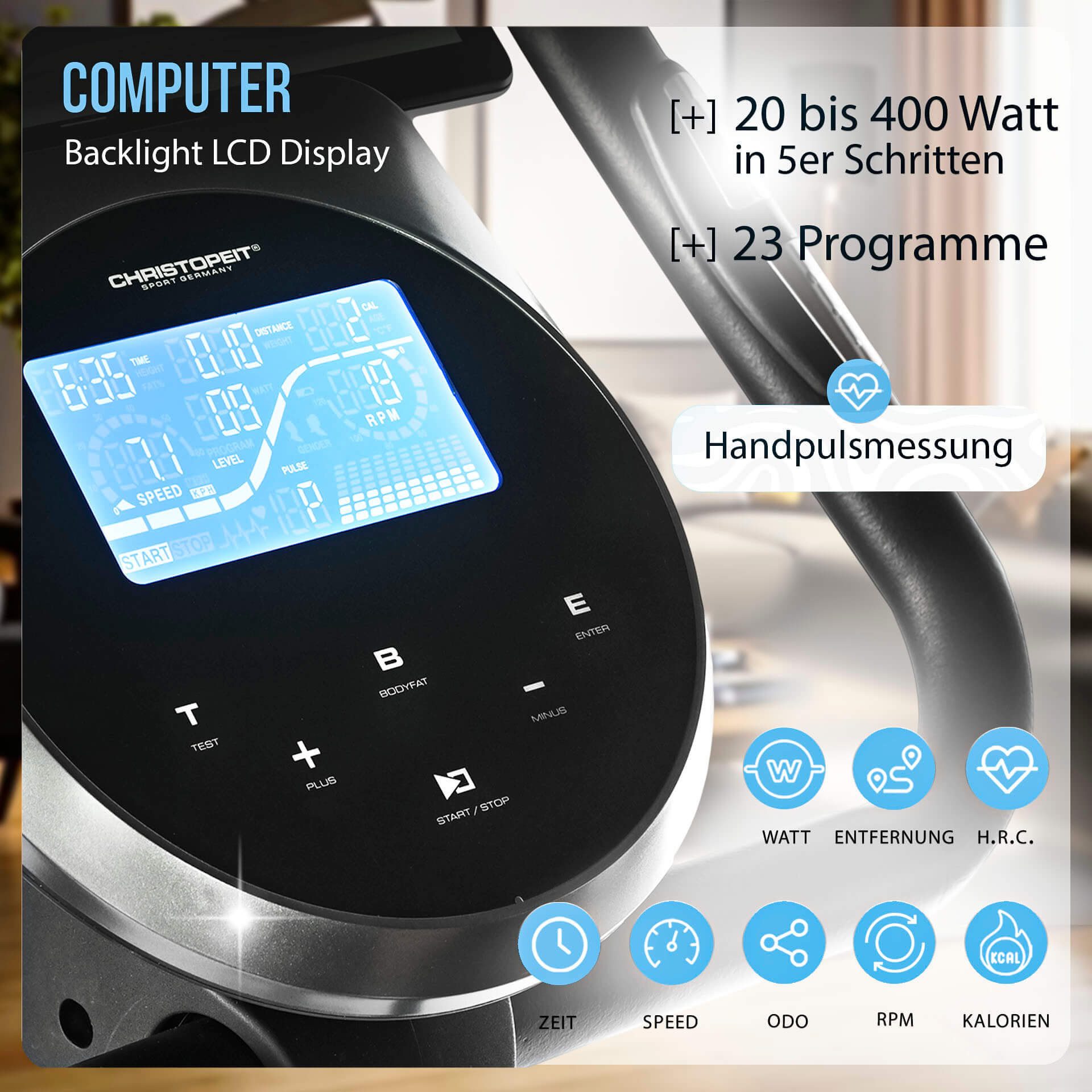 Christopeit Sport® Ergometer EM 8000 Kinomap-app compatibel