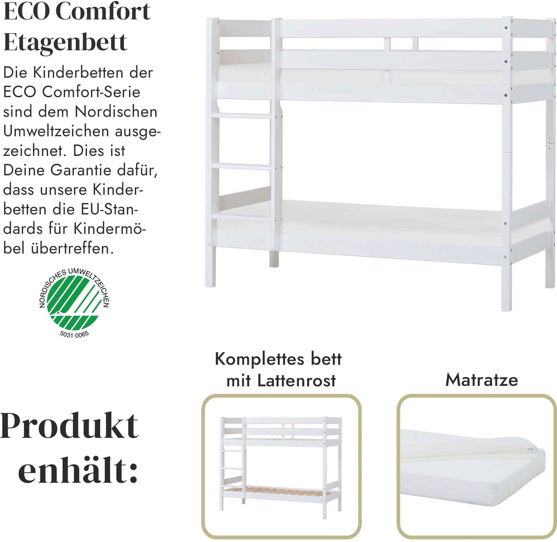 Hoppekids Stapelbed Eco comfort kinderbed 90x200 of 70x160 van massief hout in 4 kleuren
