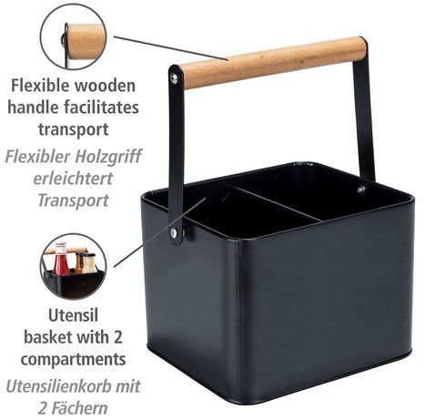 WENKO Organizer Model Baco robuust, poedergecoat zwart metaal