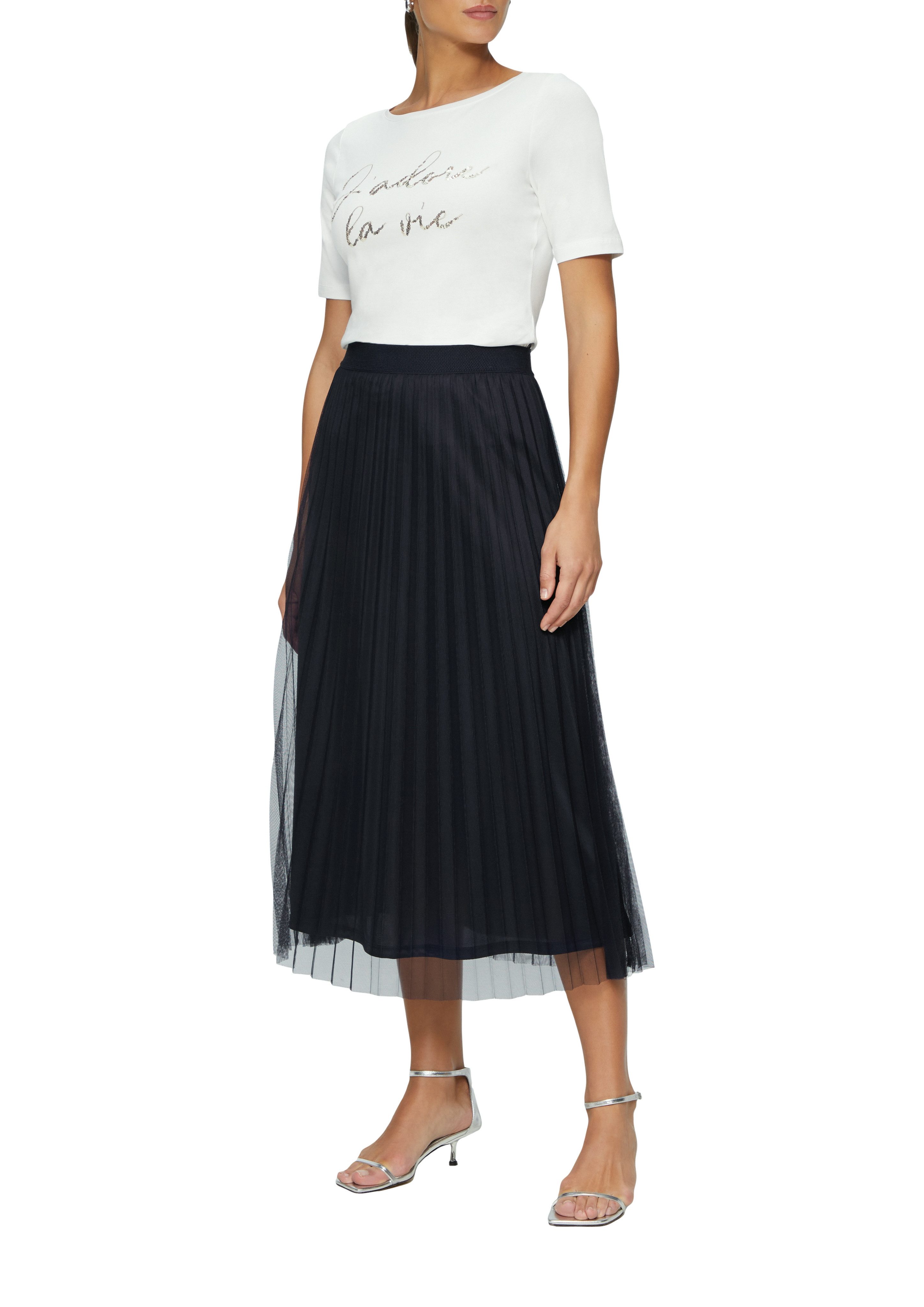 s.Oliver BLACK LABEL Midirok van geplisseerd mesh