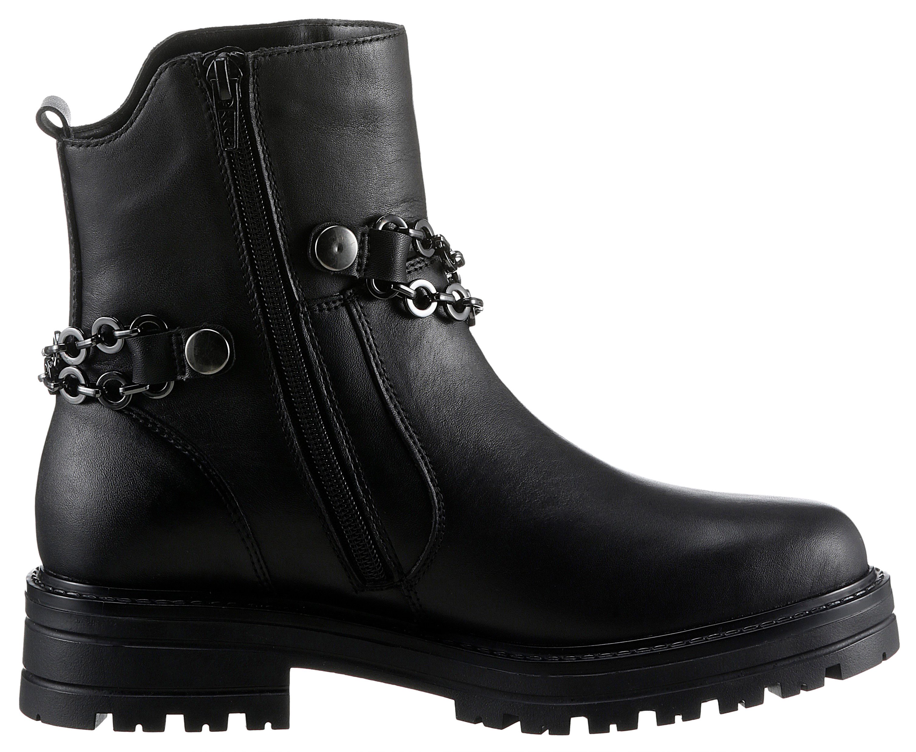 Remonte Laarsjes Elisabeth Hurley-Collection blokhak, bikerboots, chunky boots met binnenrits