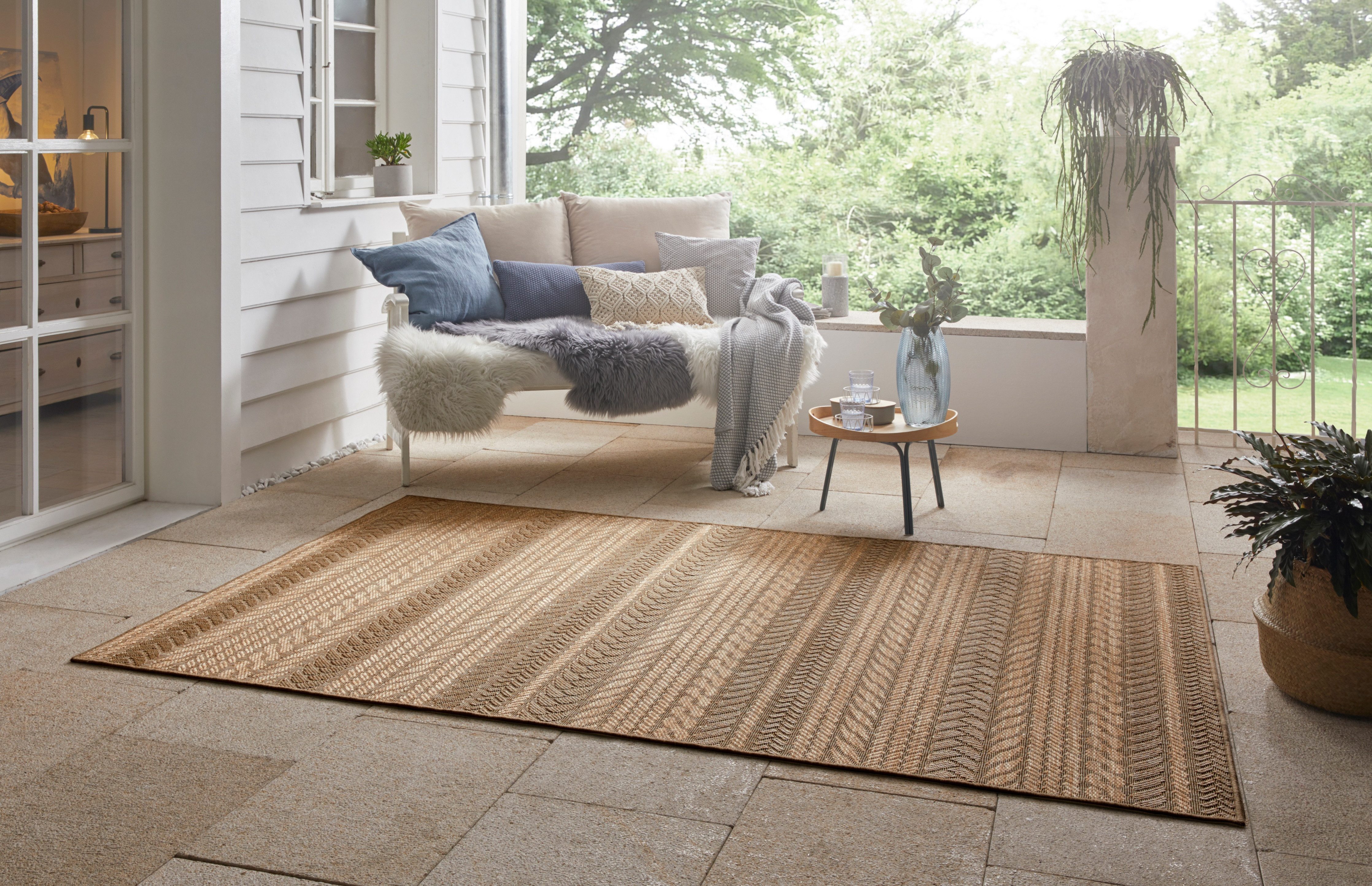 NORTHRUGS Vloerkleed Granado In- en outdoor, sisal look, robuust, gemakkelijk in onderhoud, platweefsel