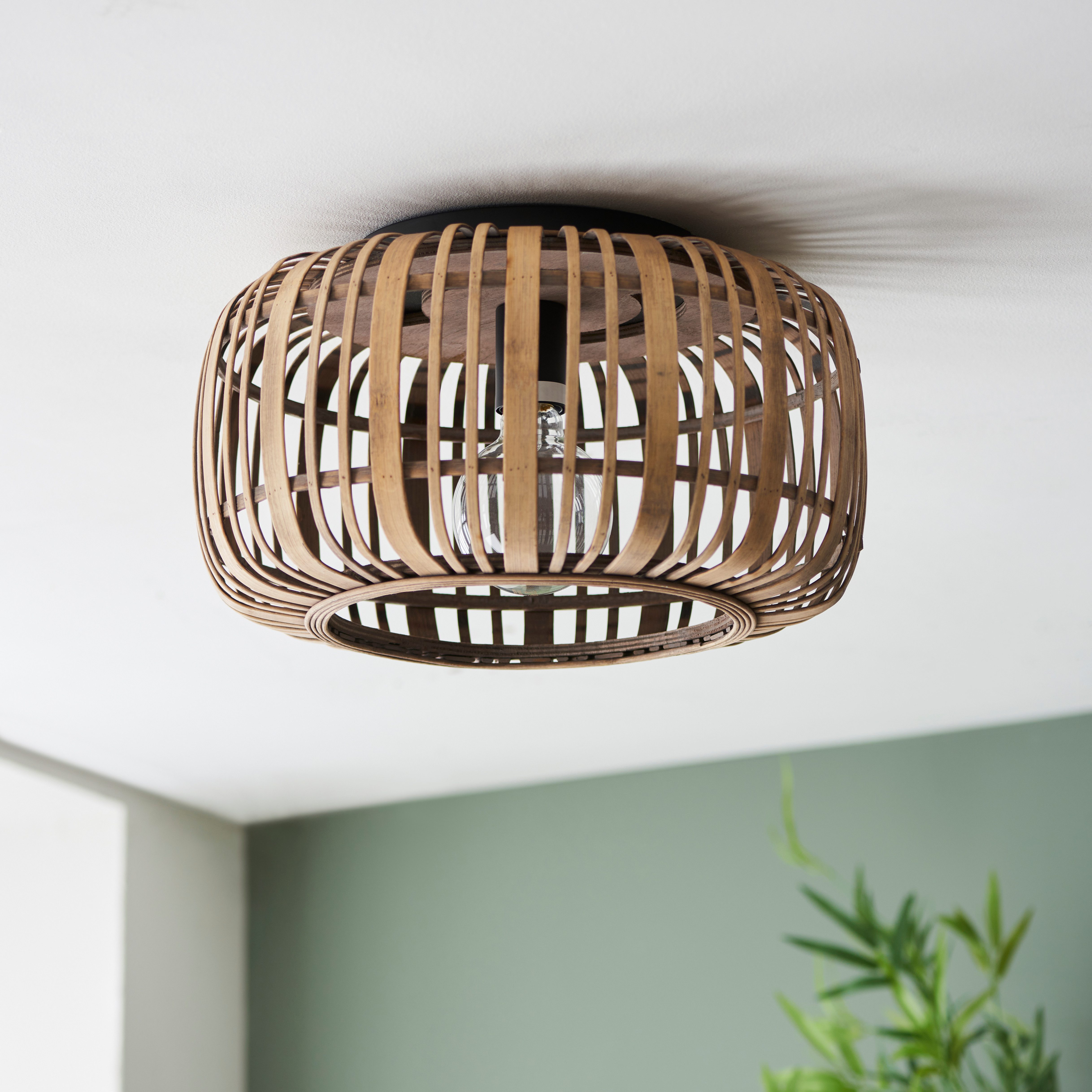 Brilliant Leuchten Plafondlamp Woodrow Bamboe - Nature Style - dimbaar - Ø 32cm - E27 fitting (1 stuk)
