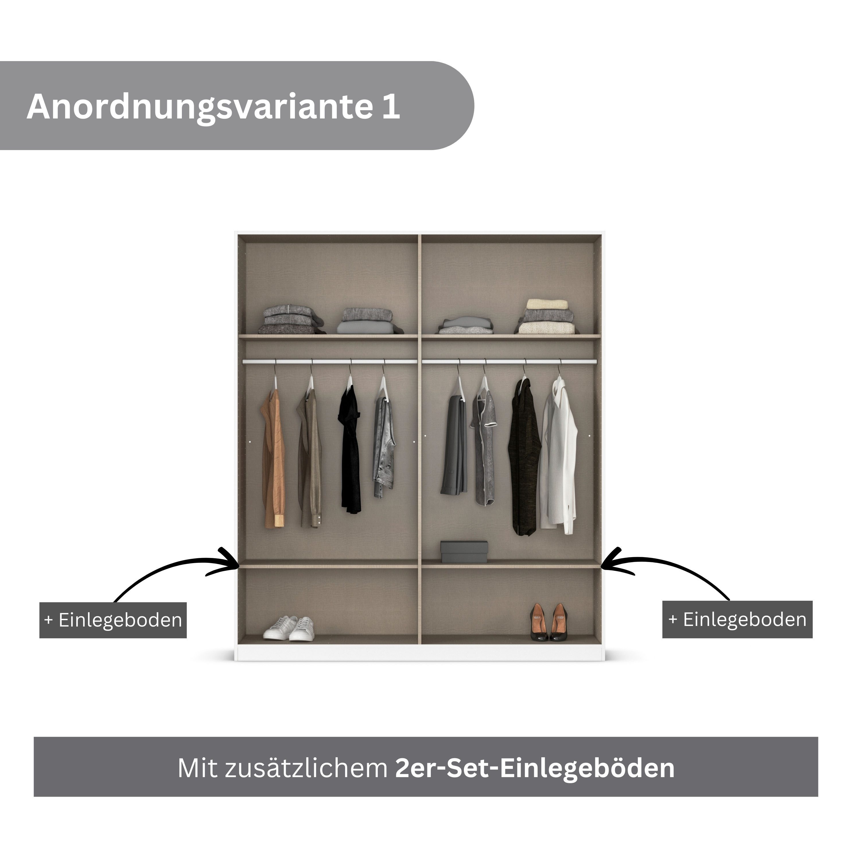 rauch Draaideurkast Kledingkast kast garderobe AGORDO met decor- of hoogglansfront doordachte binnenuitrusting, in 6 breedtes en 2 hoogtes made in germany