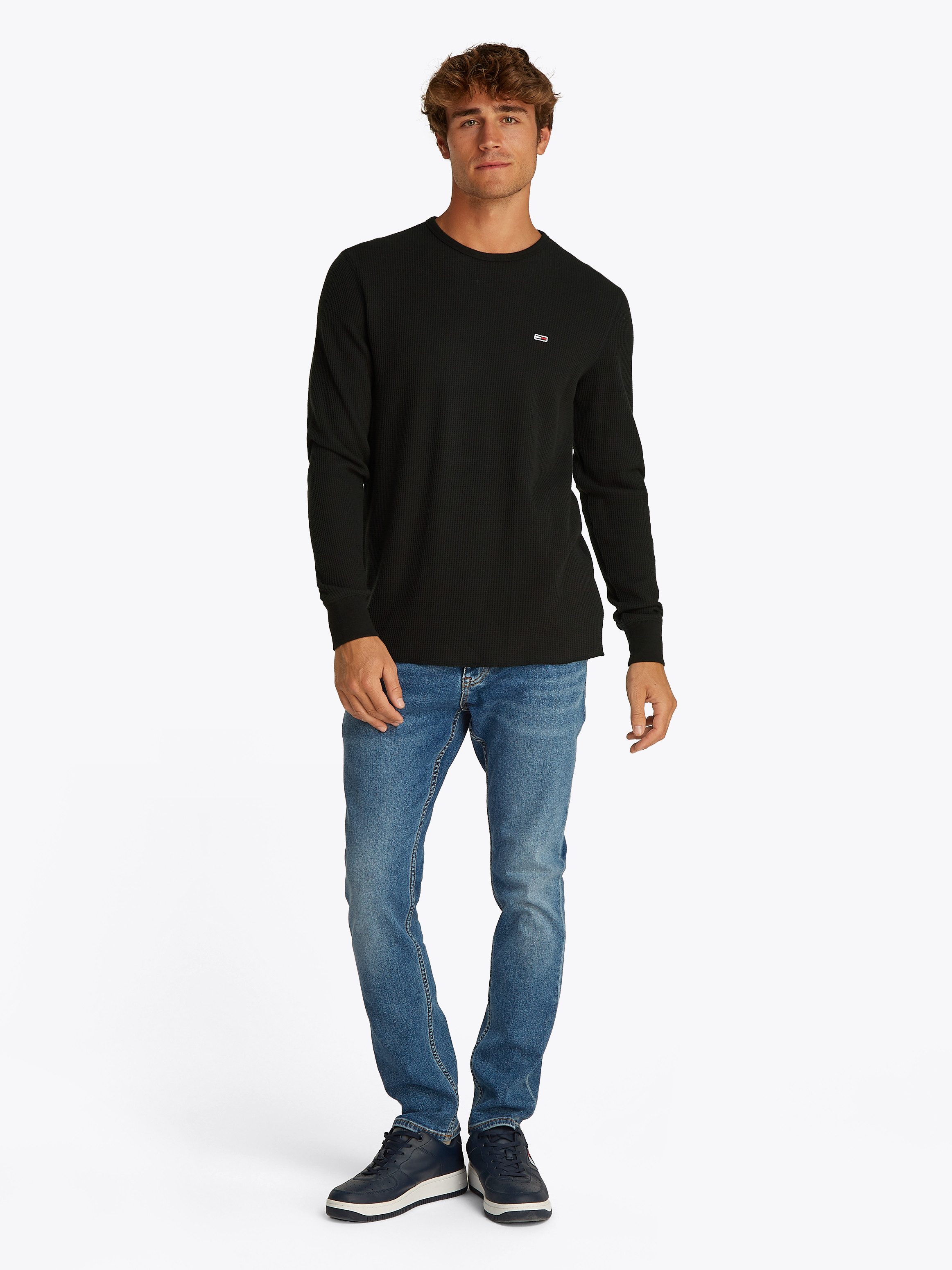 TOMMY JEANS Shirt met lange mouwen TJM SLIM WAFFLE L S TEE EXT
