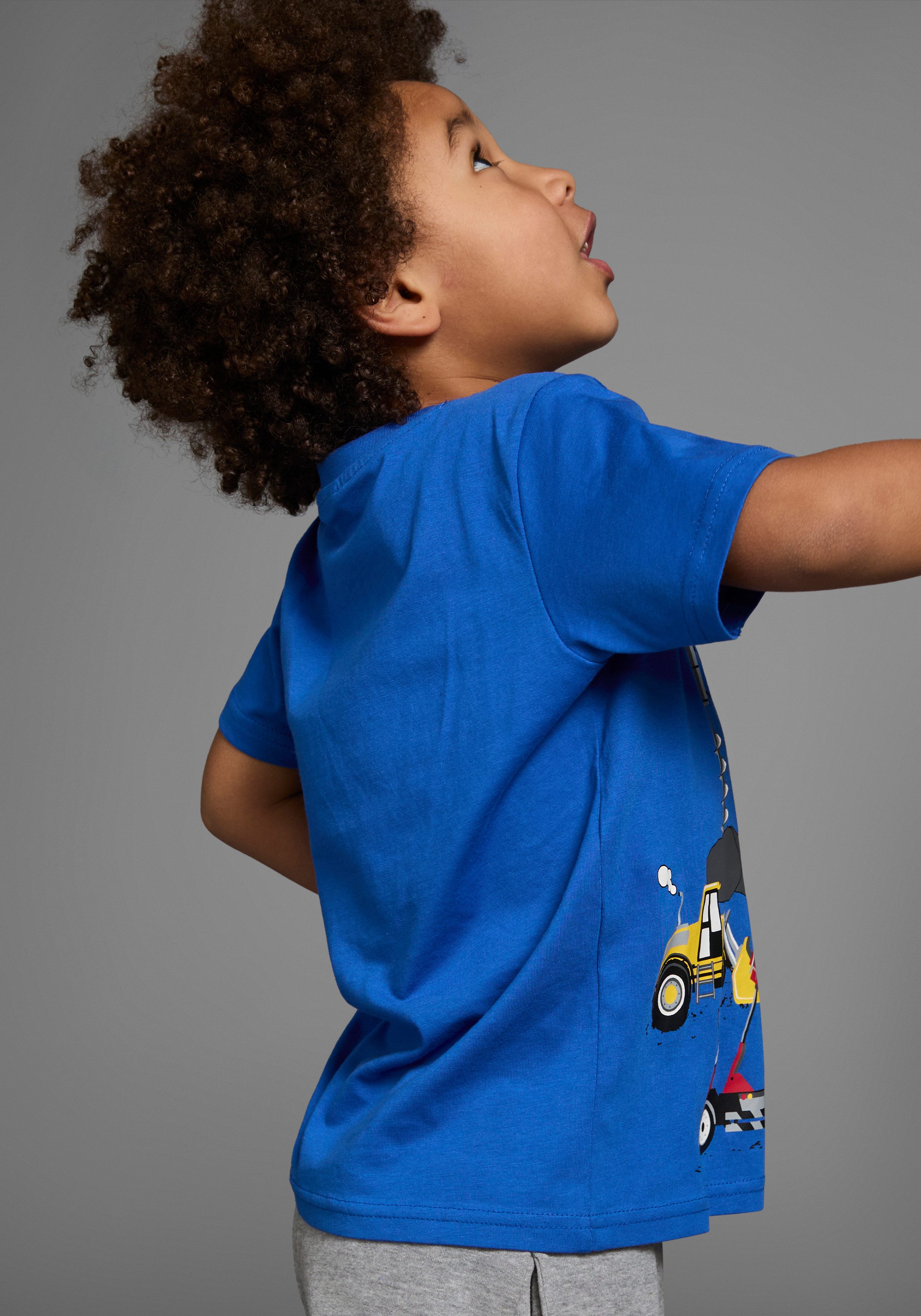 KIDSWORLD T-shirt Met coole BOUWMACHINE-print Korte mouwen, basic pasvorm, bedrukt, ronde hals
