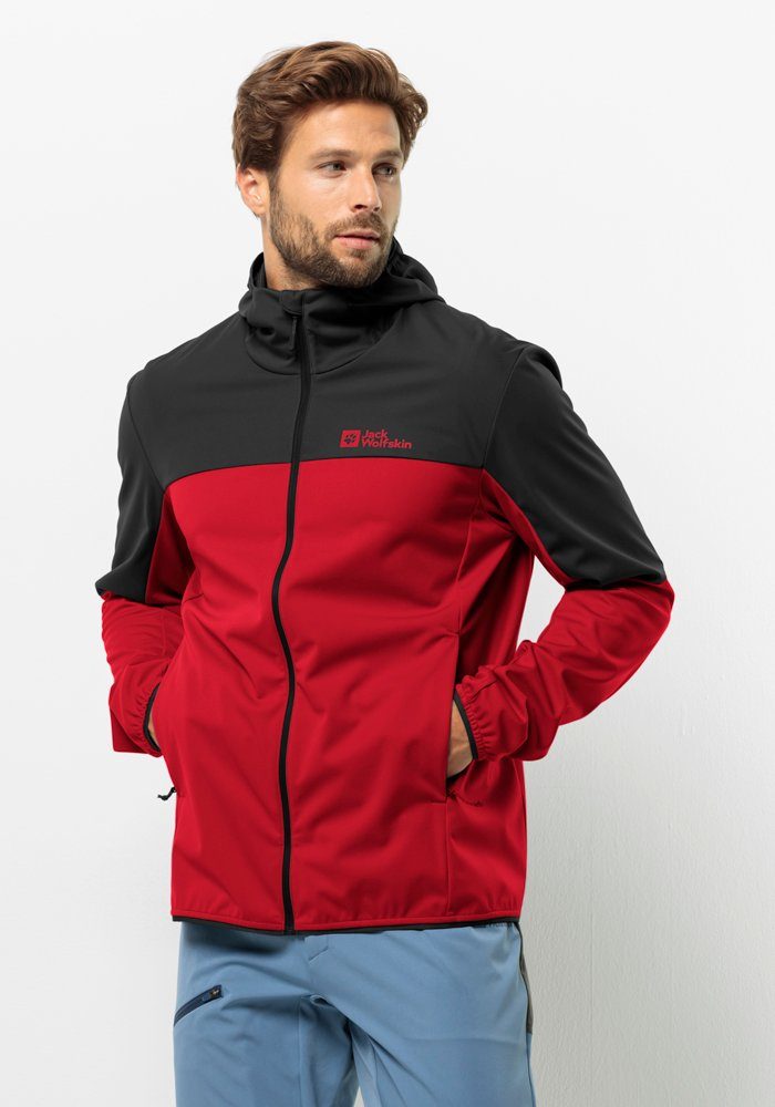 Jack Wolfskin Softshell-jack FELDBERG hoody M heren softshell jassen maat L (52) rood