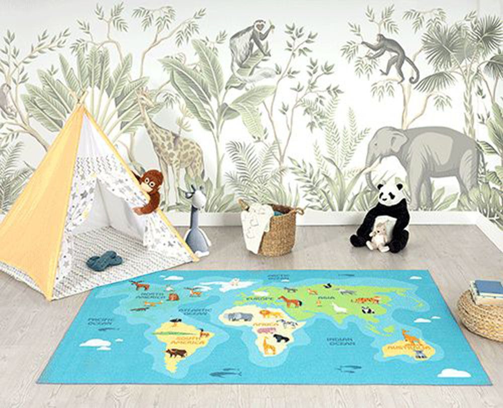 The carpet Vloerkleed Happy Life Life kinderkamer tapijt speelkleed onderhoudsvriendelijk
