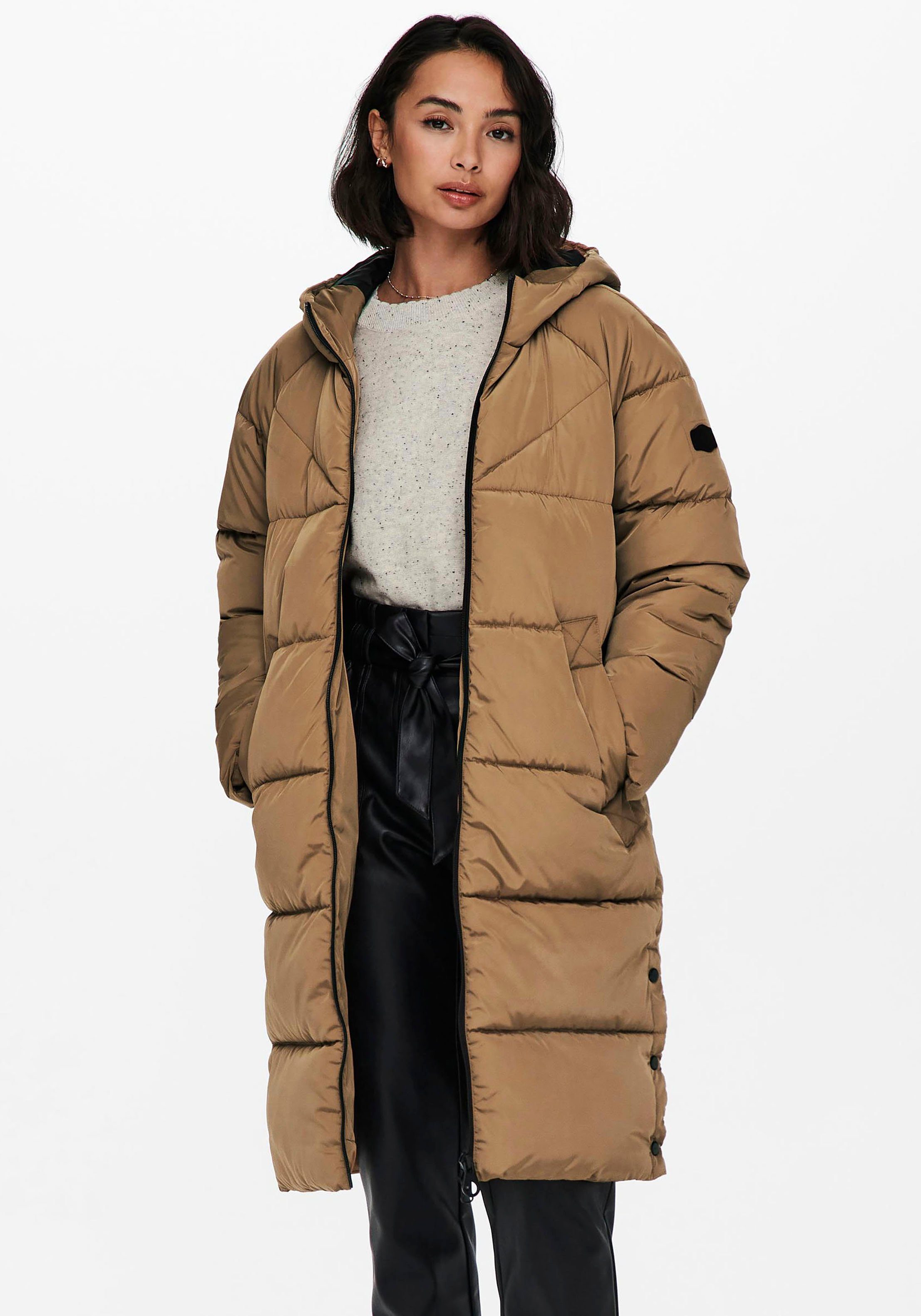 thread and supply long puffer jacket