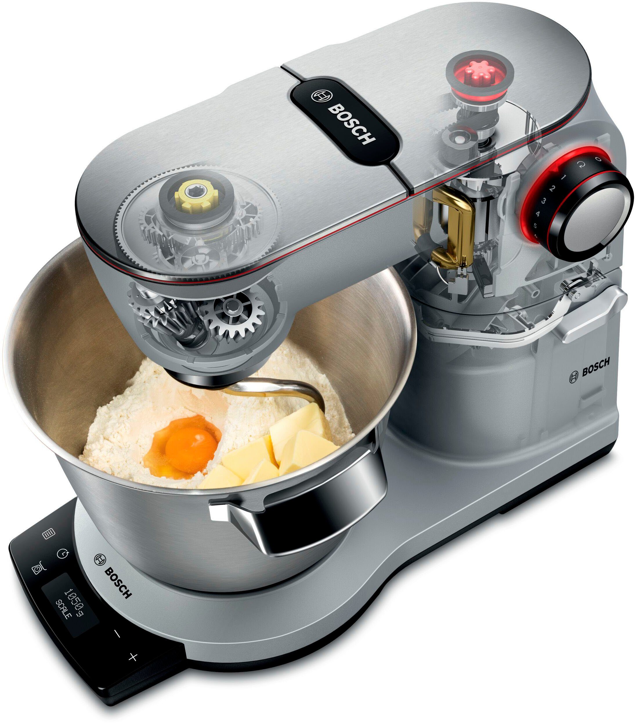 BOSCH Keukenmachine Serie 8 MUM9AX5S00, geïntegreerde weegschaal & timer, automatische programma’s, zilver