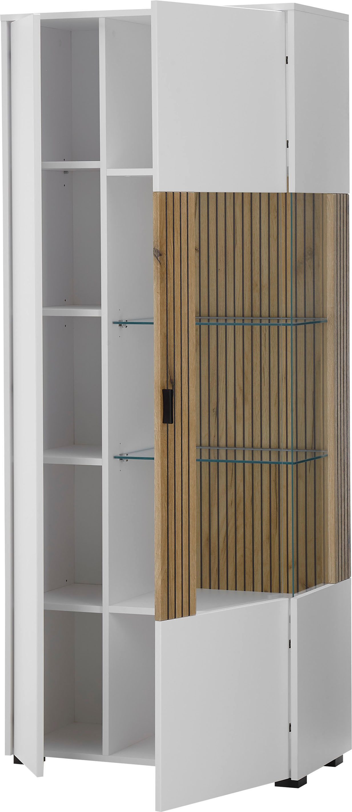 INOSIGN Vitrinekast Hudson, opberghangkast in moderne trendkleur, handgrepen van metaal (zwart), hoogte 180 cm