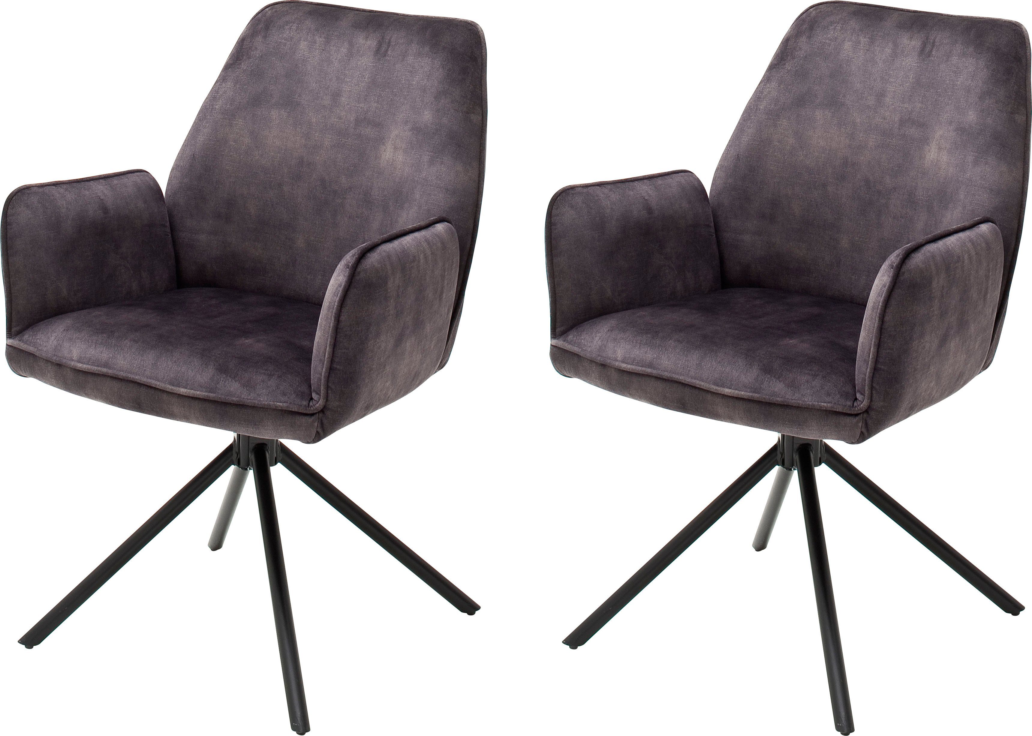 MCA furniture Eetkamerstoel Ottawa met armleuning Vintage suède-look met opstaande naad, stoel belastbaar tot 120 kg (set, 2 stuks) 4 poot stoelen