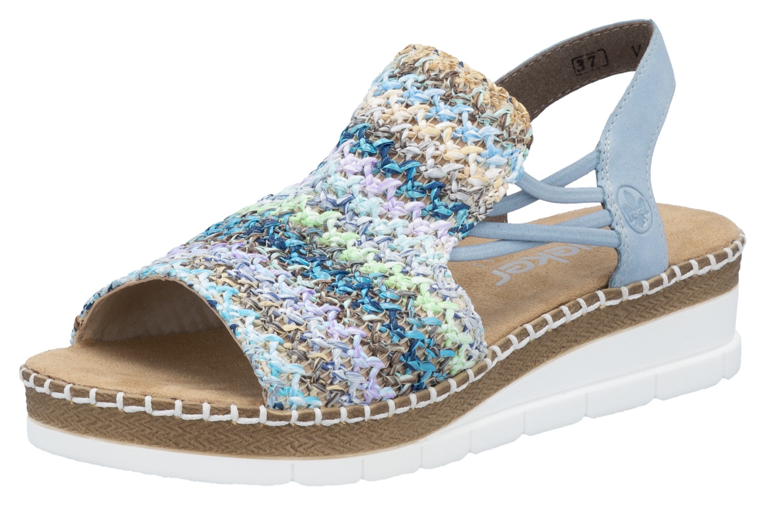 Rieker Sandalen , zomerschoen, sandaal, sleehak, in modieuze vlecht-look