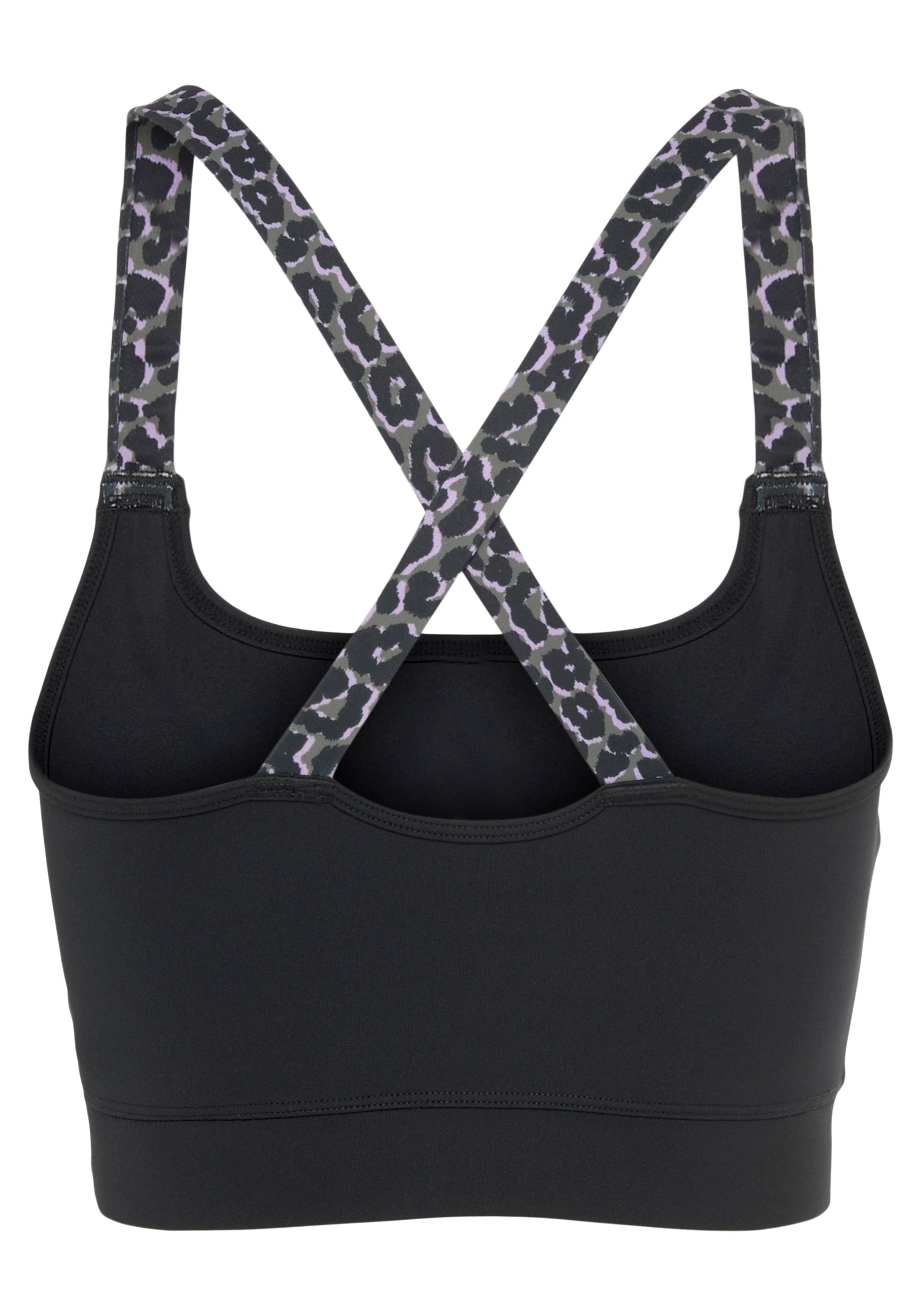 active by Lascana Crop-top -Sporttop Sporttop met gekruiste bandjes in leeuwprint