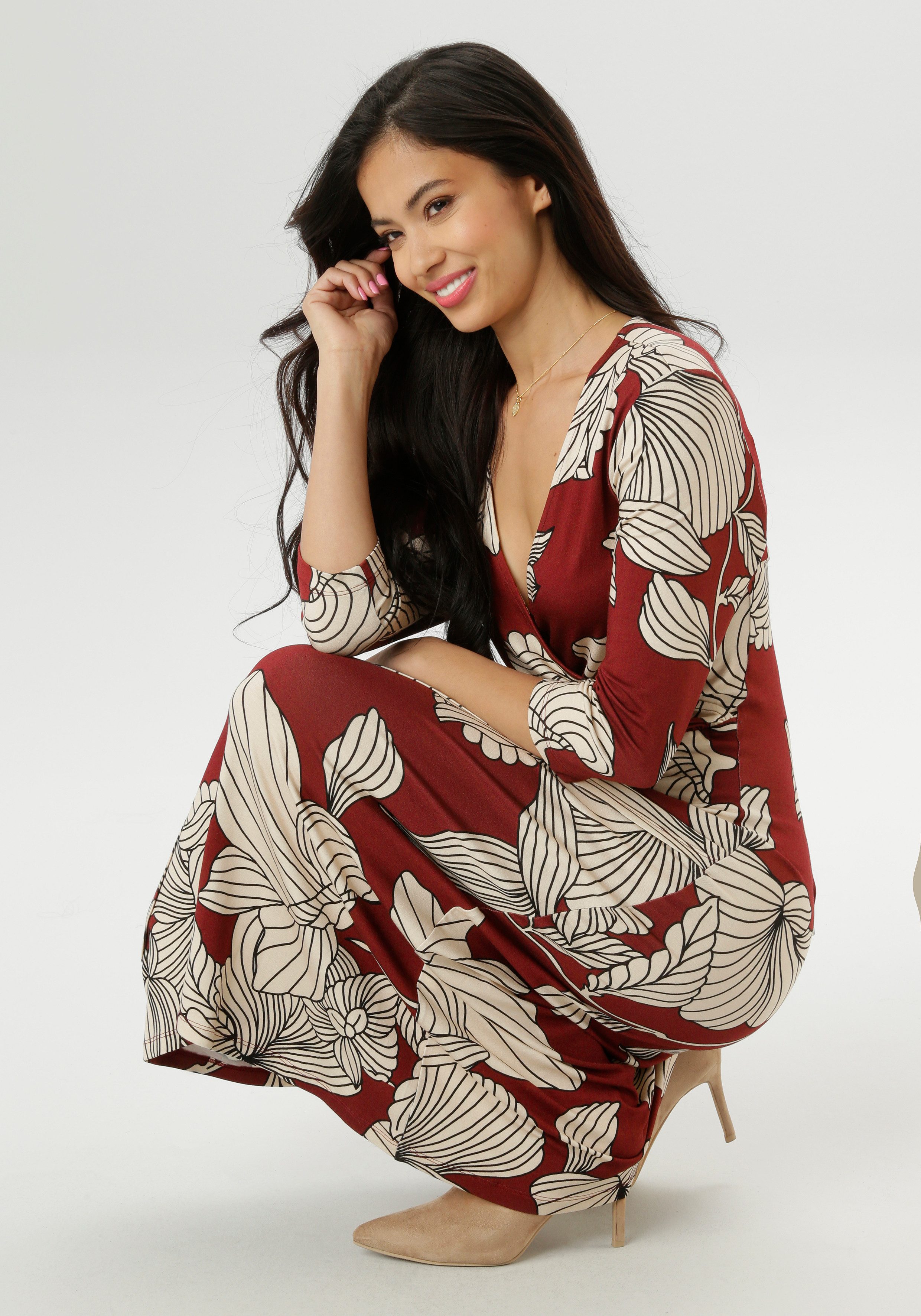 Aniston SELECTED Jerseyjurk met v-hals in wikkel-look - nieuwe collectie