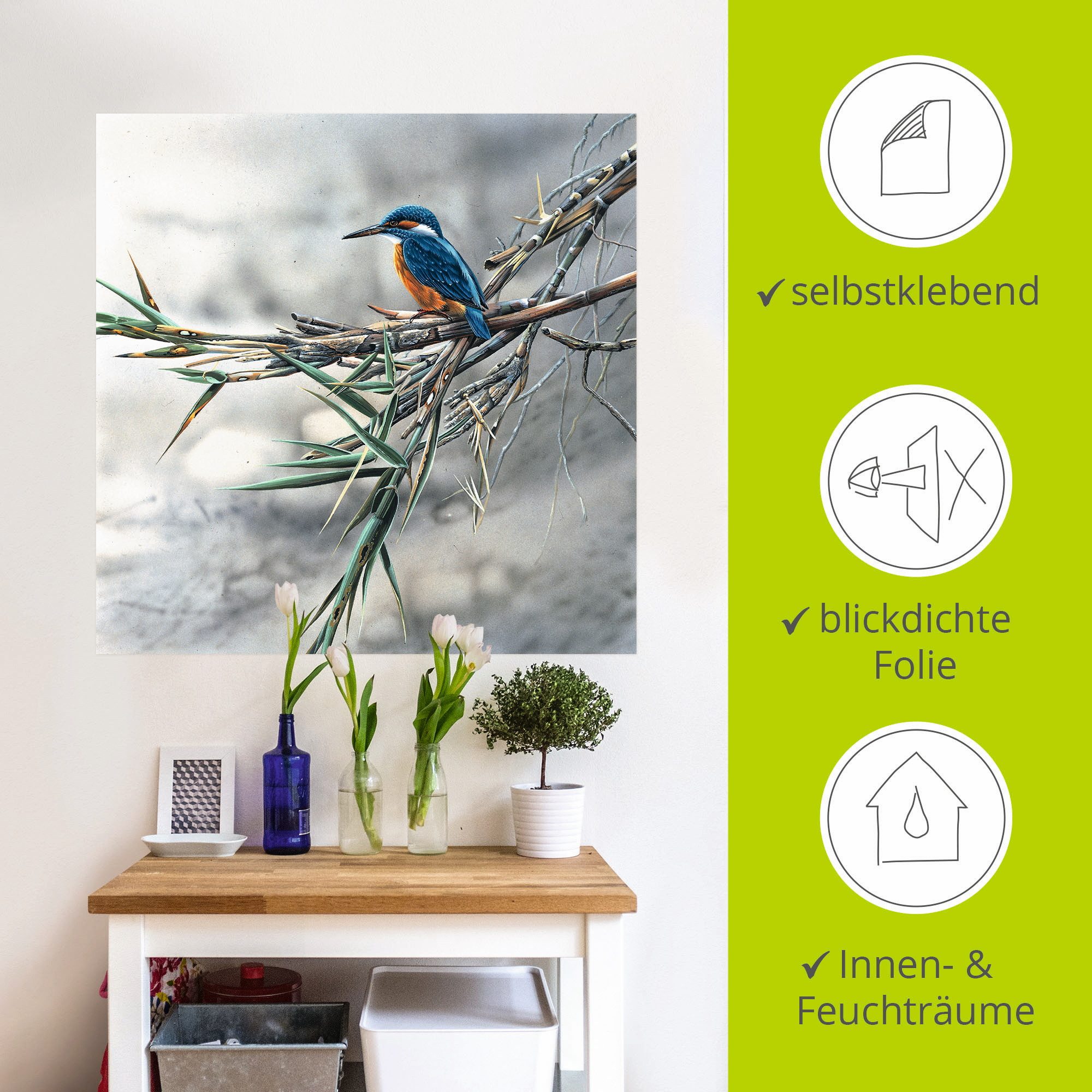 Artland Artprint Ijsvogel I als artprint op linnen, poster, muursticker in verschillende maten