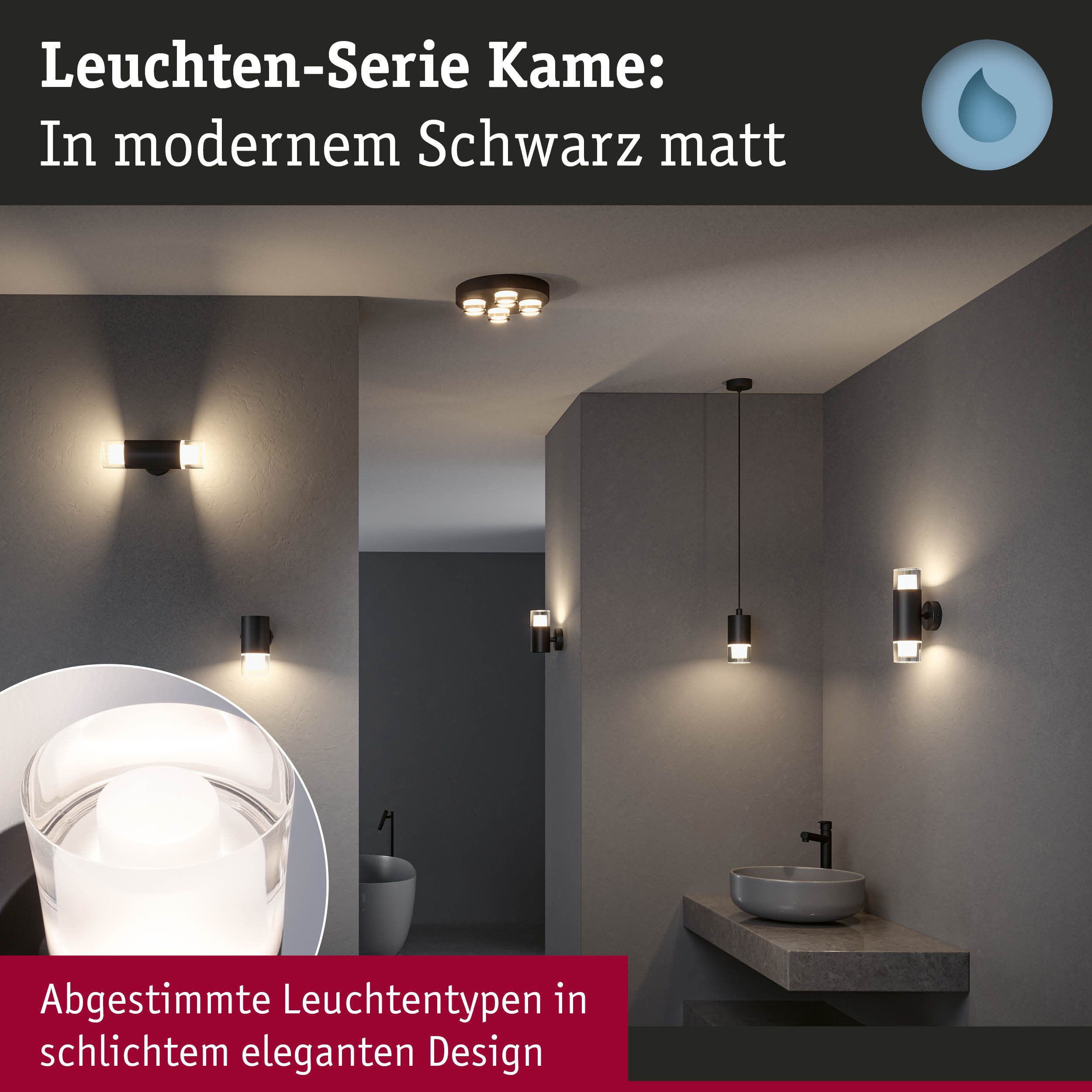 Paulmann Wandlamp Selection badkamer wand-/plafondlamp Kame IP44 signal zwart