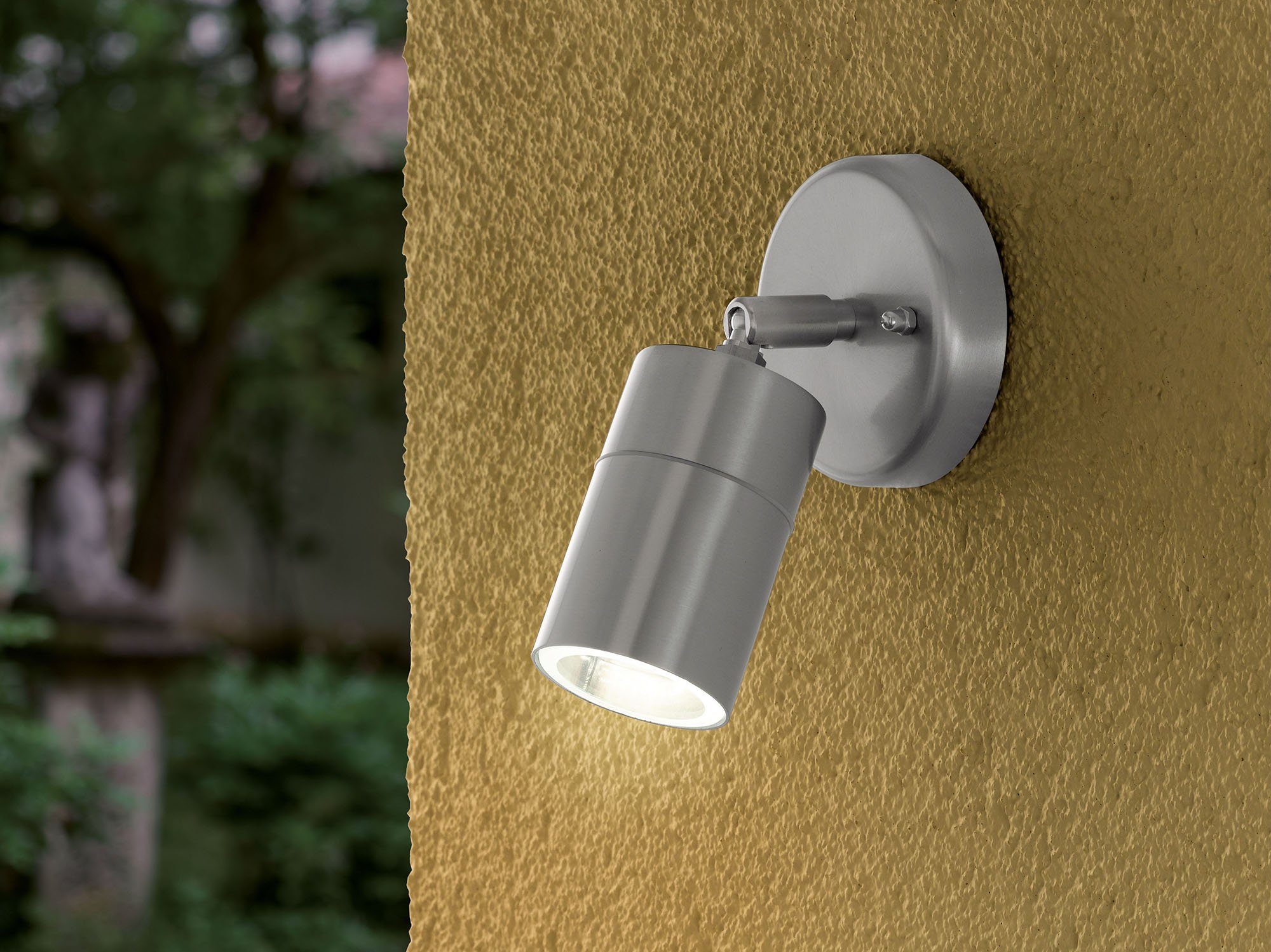 EGLO Ledwandlamp voor buiten STOCKHOLM1 spot, wandspot, buitenlamp, roestvrij staal, zilver, IP44 (1 stuk)