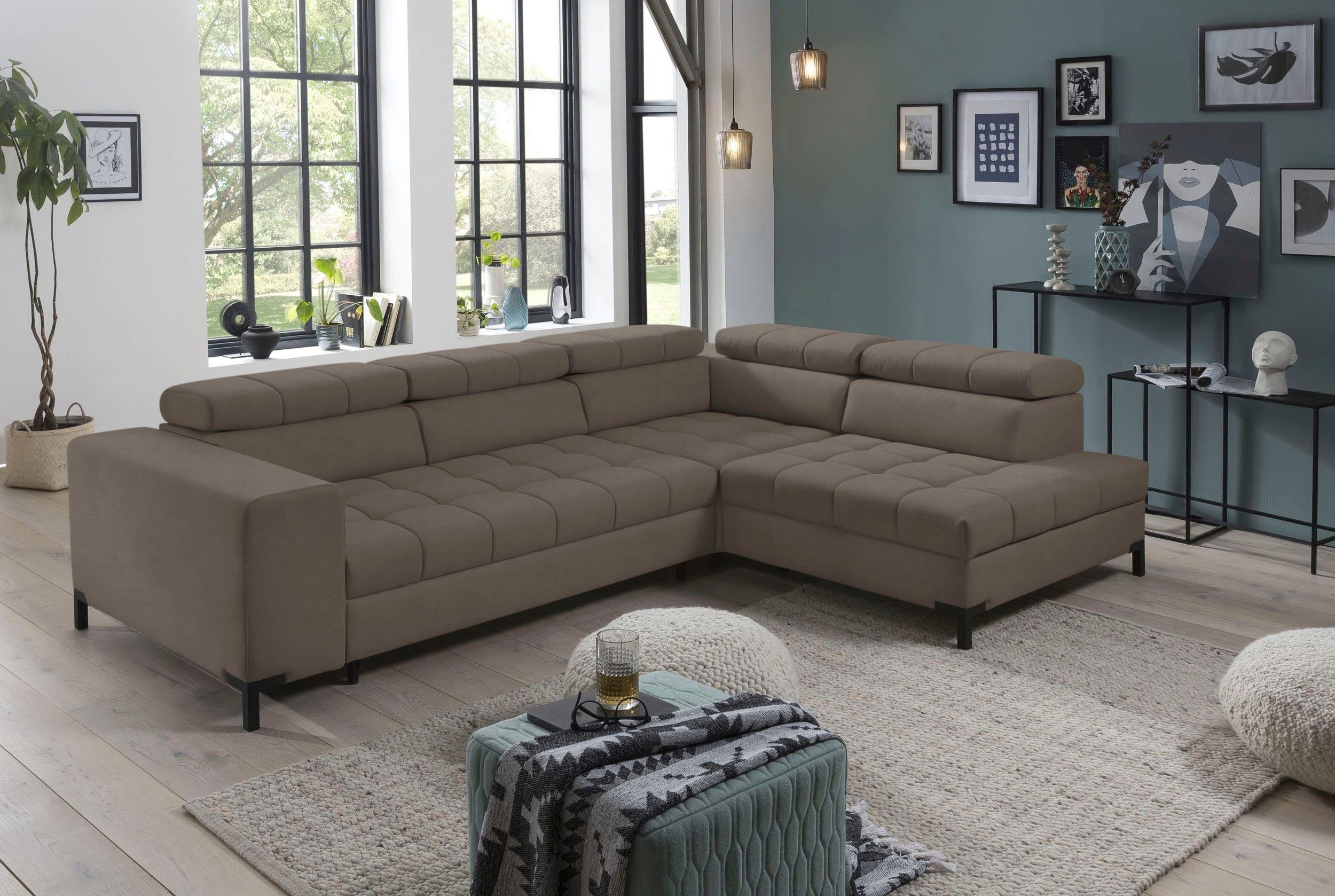 exxpo - sofa fashion Hoekbank Bocco, hoogwaardige afwerking, geweldig zitcomfort, comfortabel, L-vorm