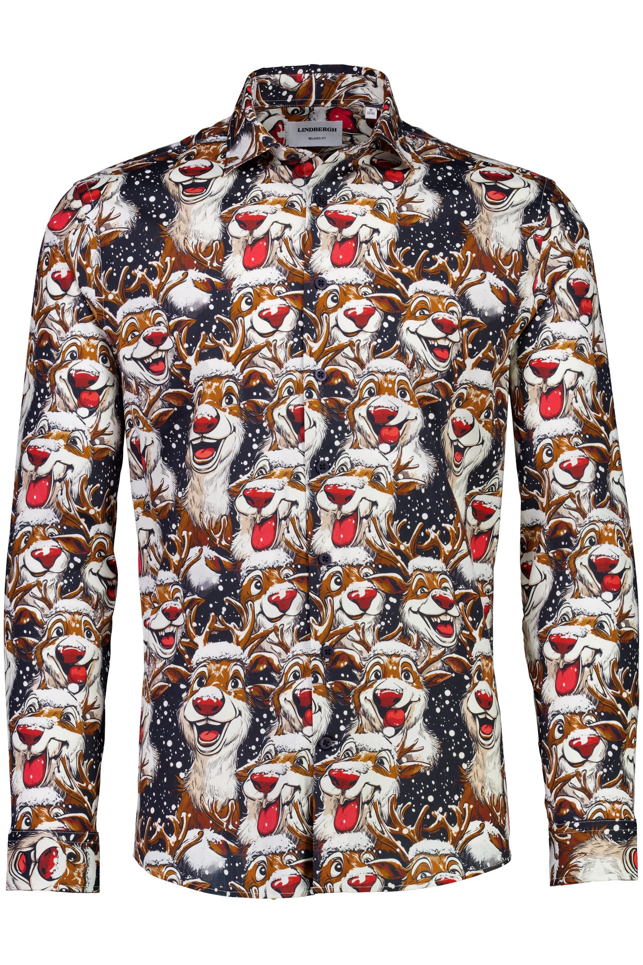 LINDBERGH Overhemd met lange mouwen met kerstachtige all-over print