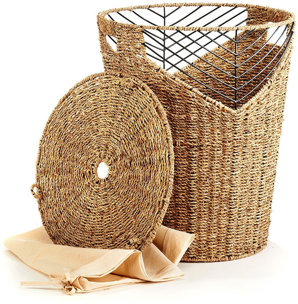 locker Wasmand Naturel Wasmand van zeegras, hoogte ca. 50 cm (1 stuk)