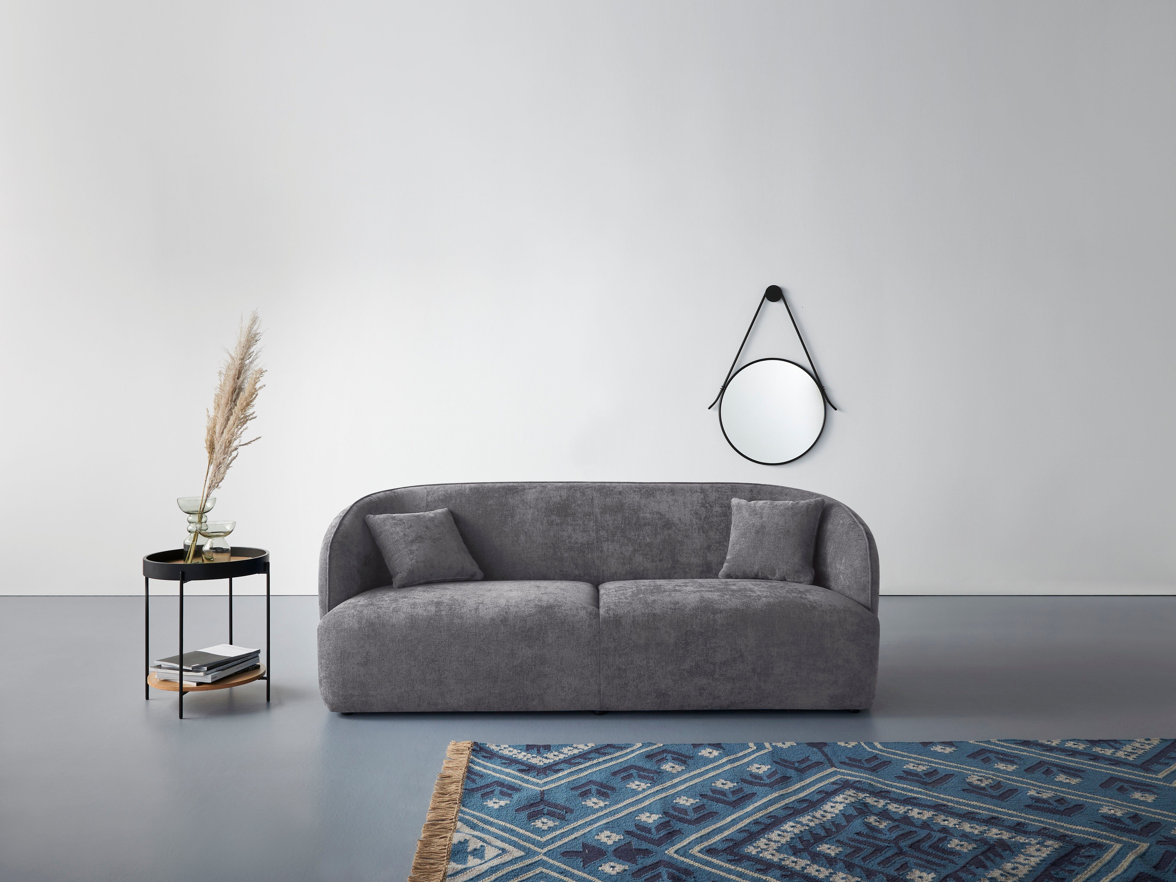 andas 3-zitsbank Kreukelzone ook met bouclé-bekleding zwart, 3-zitsbanken, 204 cm