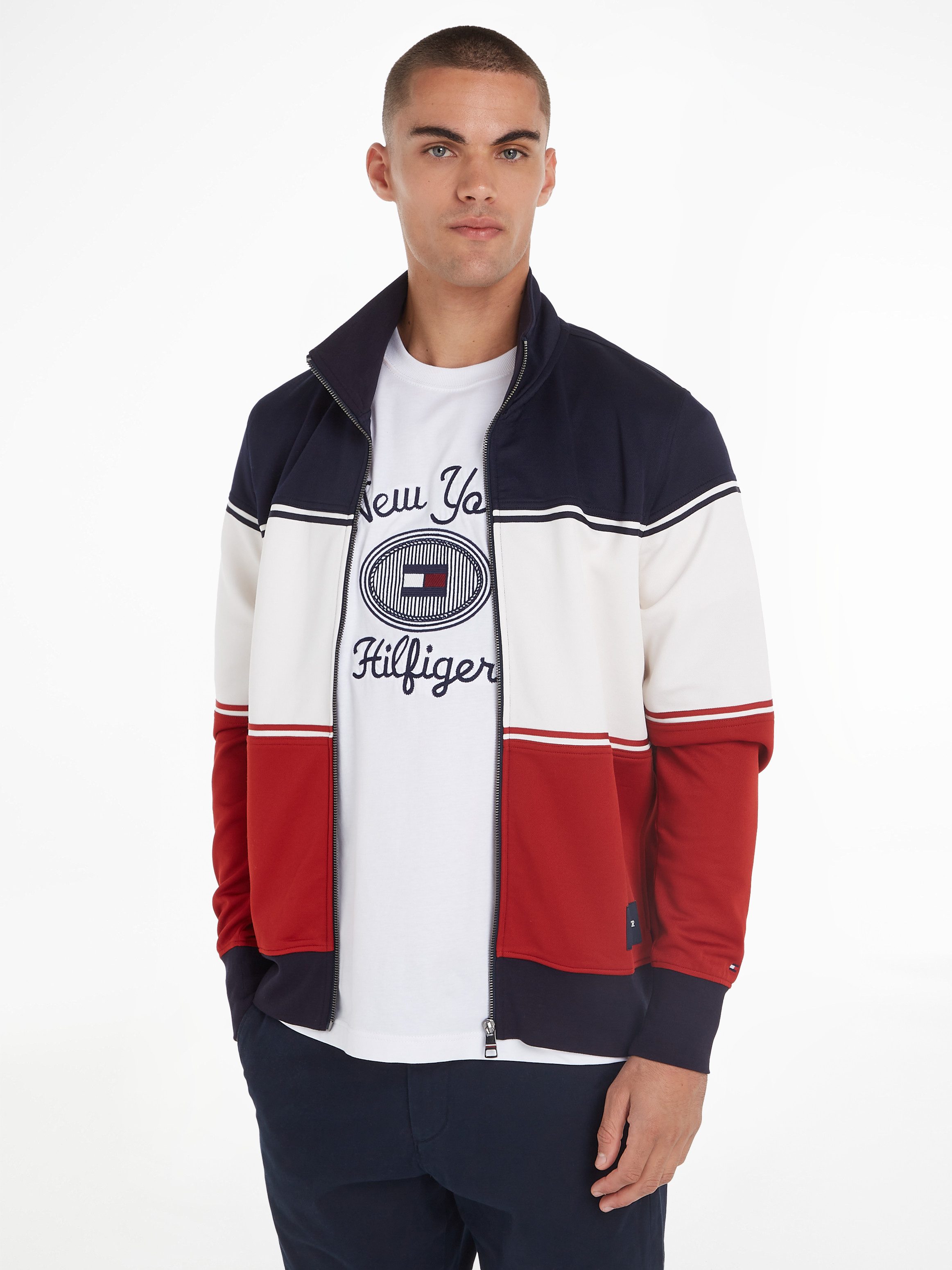 Tommy Hilfiger Kleur Blok Rits Sweater Multicolor Heren