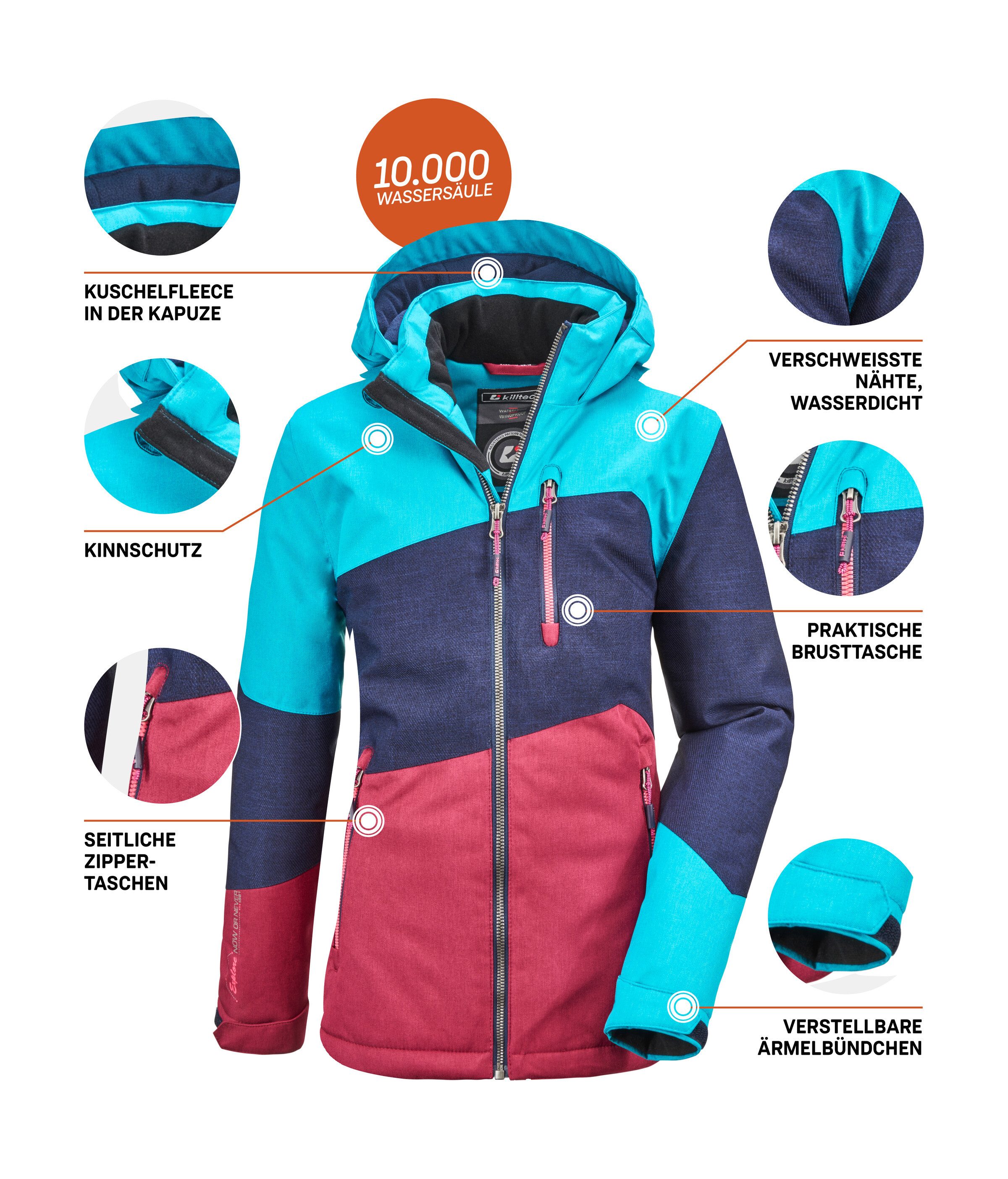 Killtec Outdoorjack Lynge GRLS JCKT B Waterdichte winterjas met capuchon, fleece, verstelbare mouwen