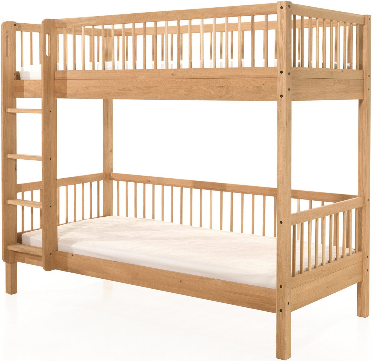 Home affaire Stapelbed Forrest, Eiche massiv, Made in Europe, langlebige Qualität in geolied eiken, 2 ligopp., m. ladder en rolbodem, met of zonder onderbedlade