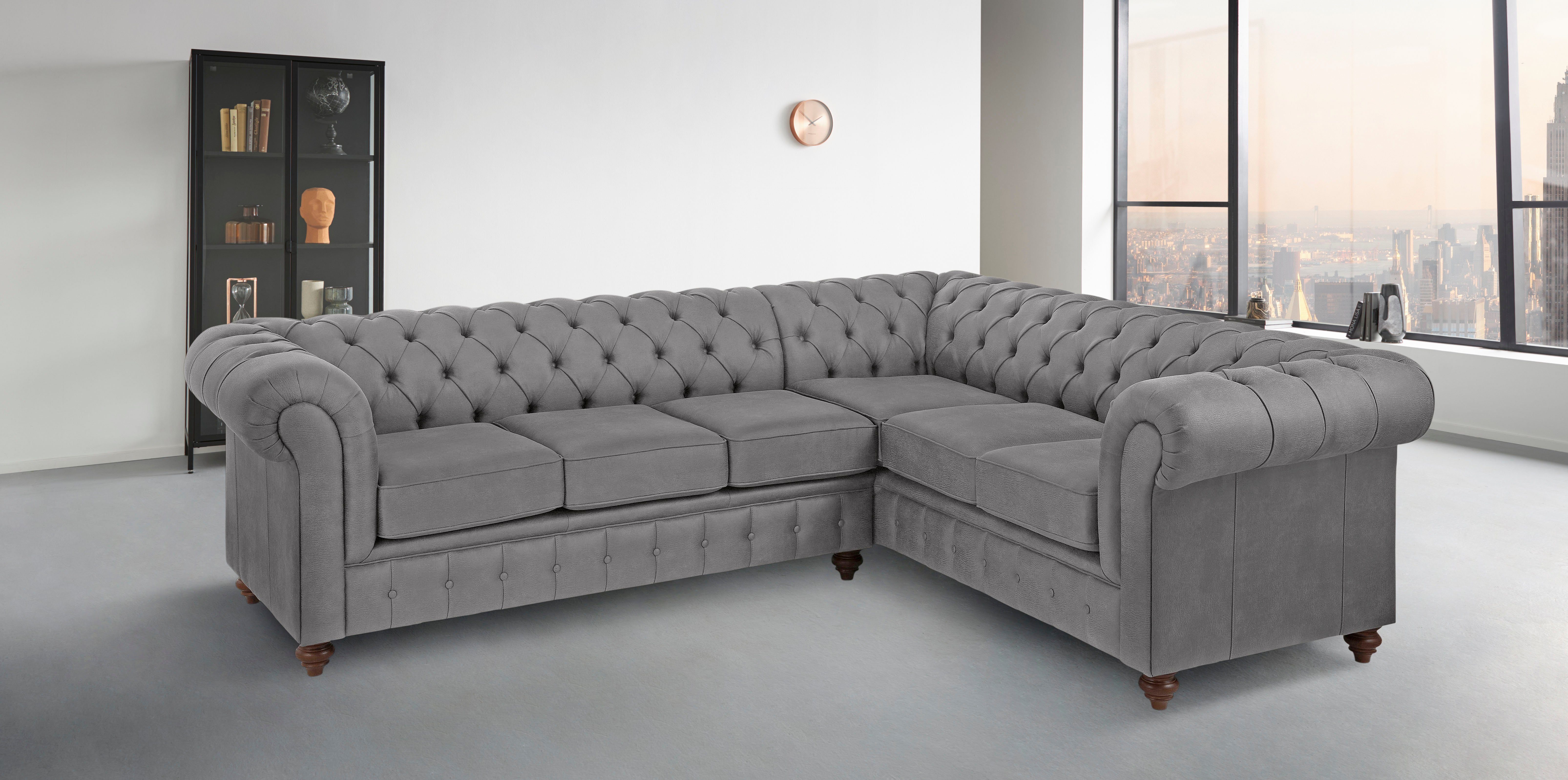 Home affaire Chesterfield-bank Chesterfield hoekbank, ook in leer L-vorm hoogwaardige knoopdetails, langer gedeelte links of rechts naar keuze